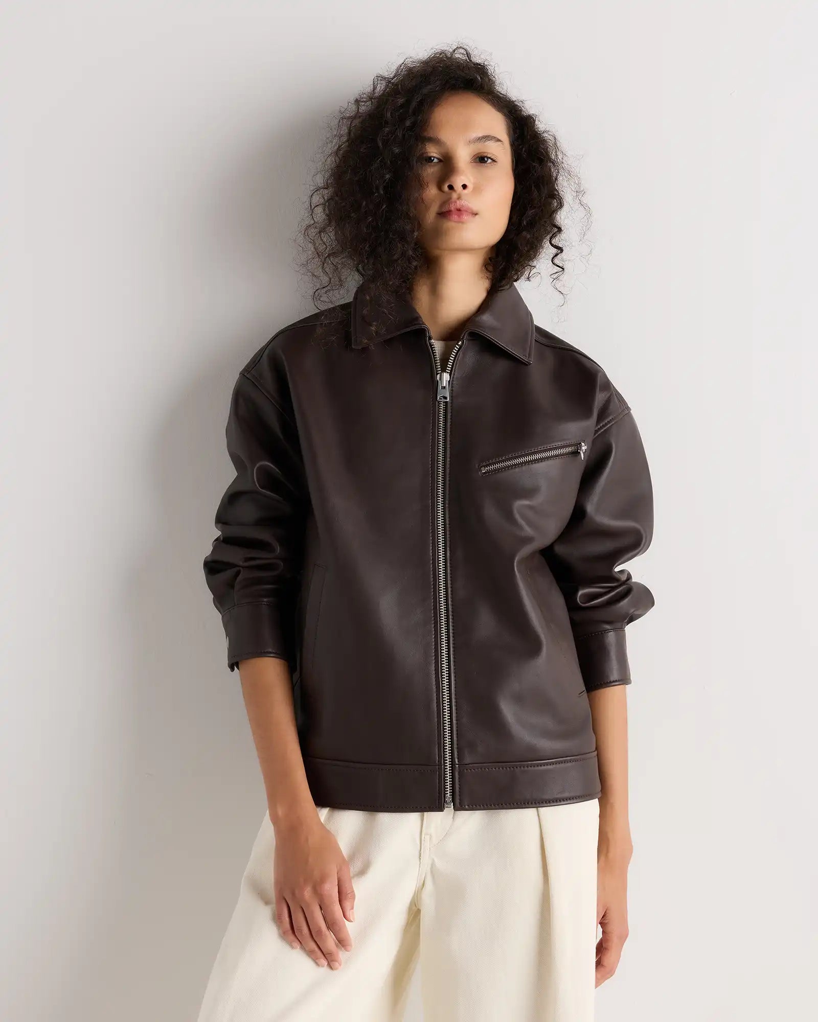 100% Leather Oversized Bomber Jacket