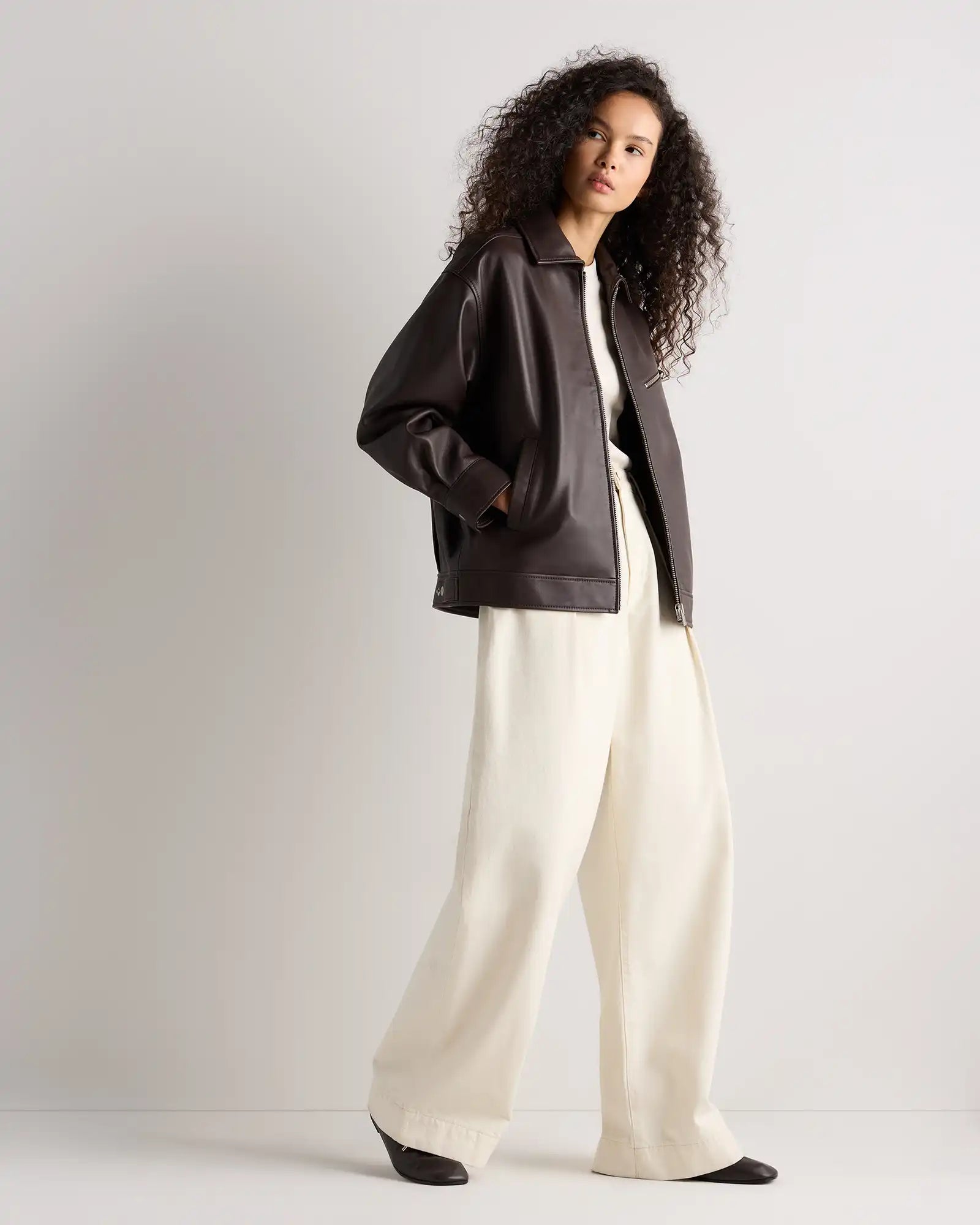 100% Leather Oversized Bomber Jacket