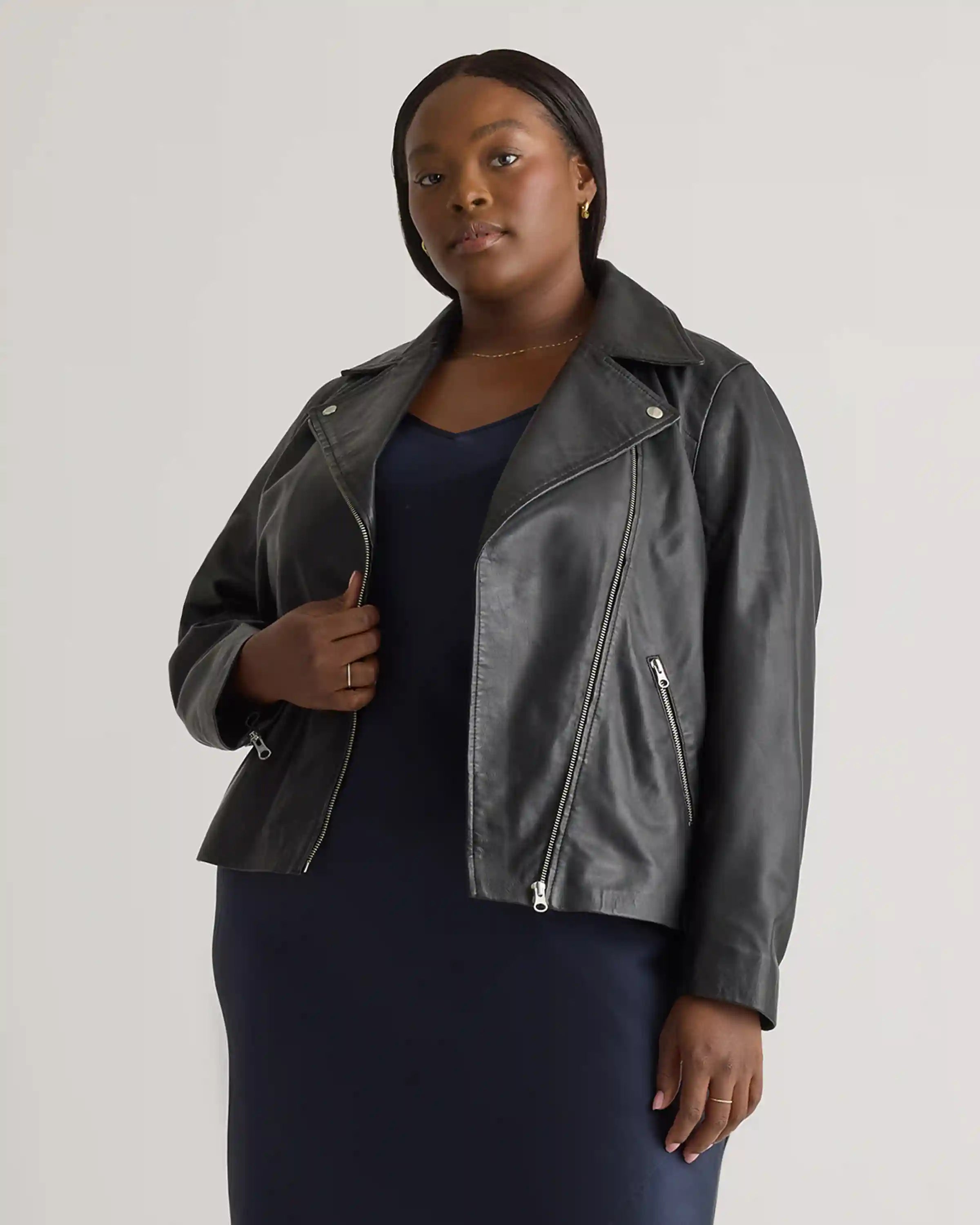 100% Washed Leather Biker Jacket