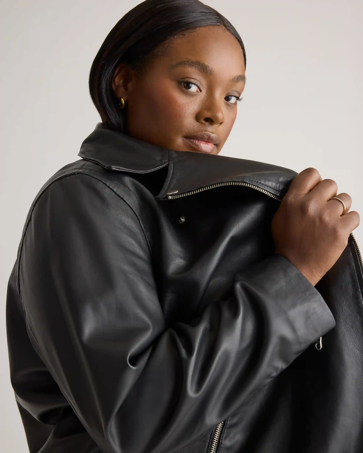 100% Washed Leather Biker Jacket