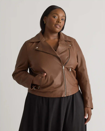 100% Washed Leather Biker Jacket