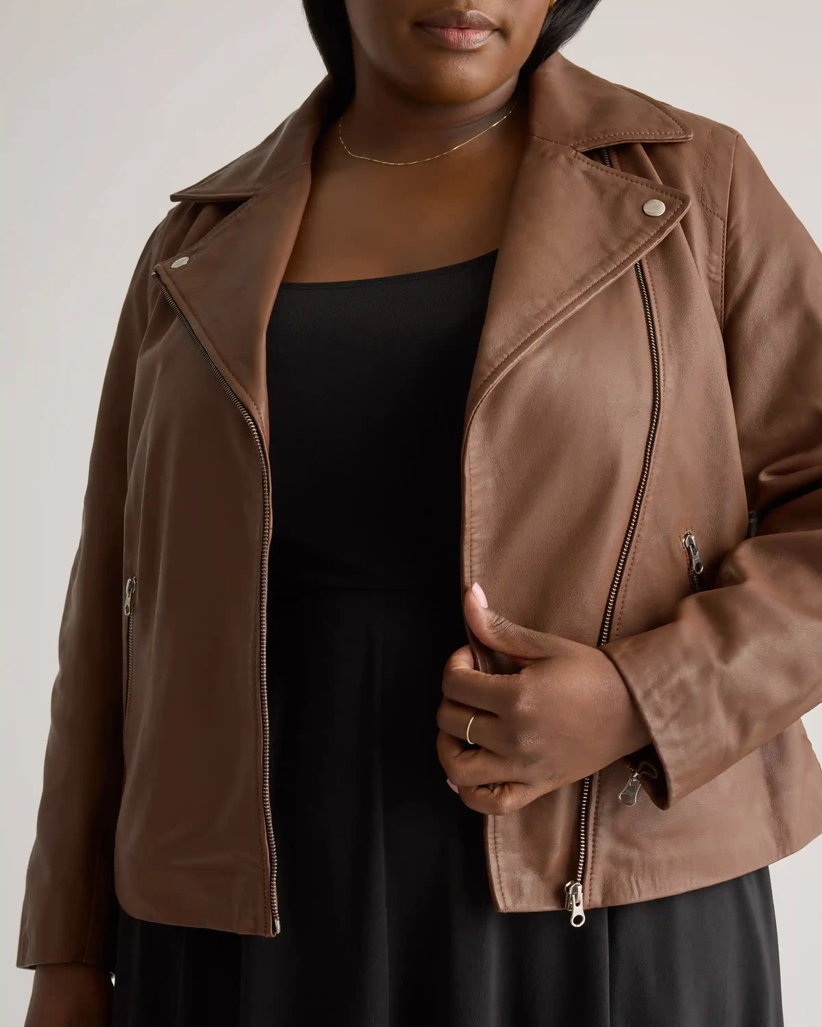 100% Washed Leather Biker Jacket
