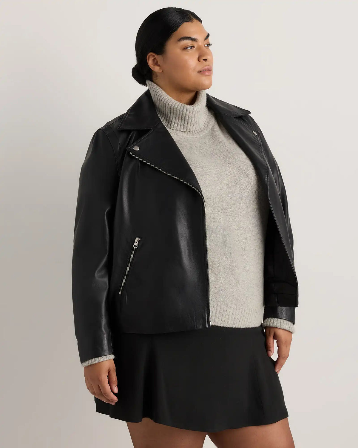 100% Washed Leather Biker Jacket