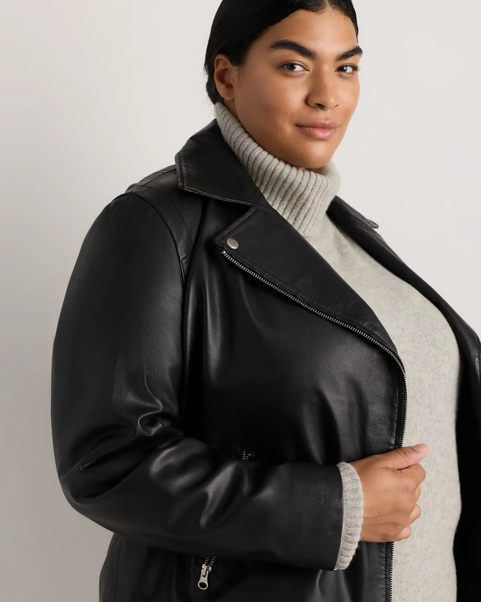 100% Washed Leather Biker Jacket