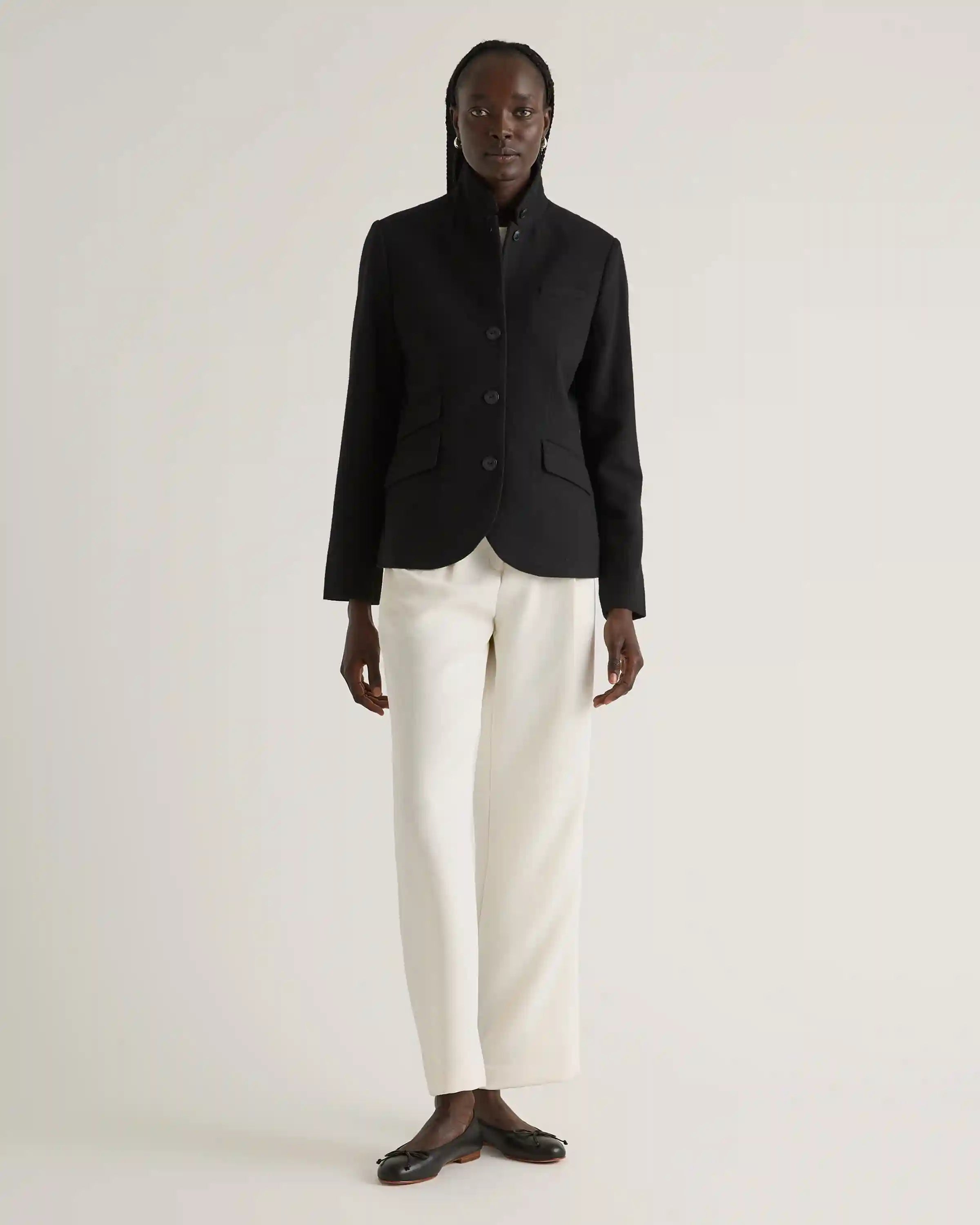 Italian Wool Stand Collar Blazer