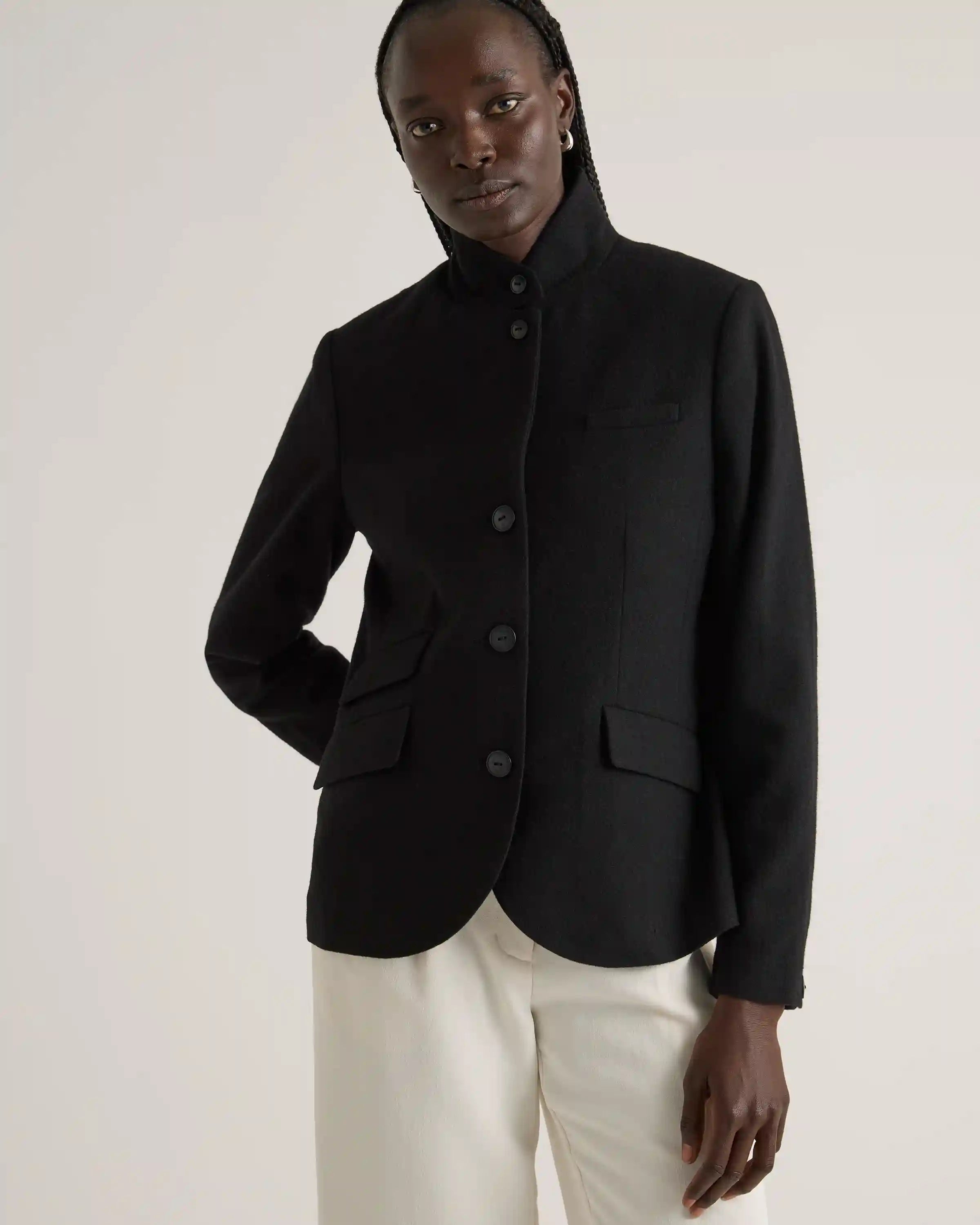 Italian Wool Stand Collar Blazer