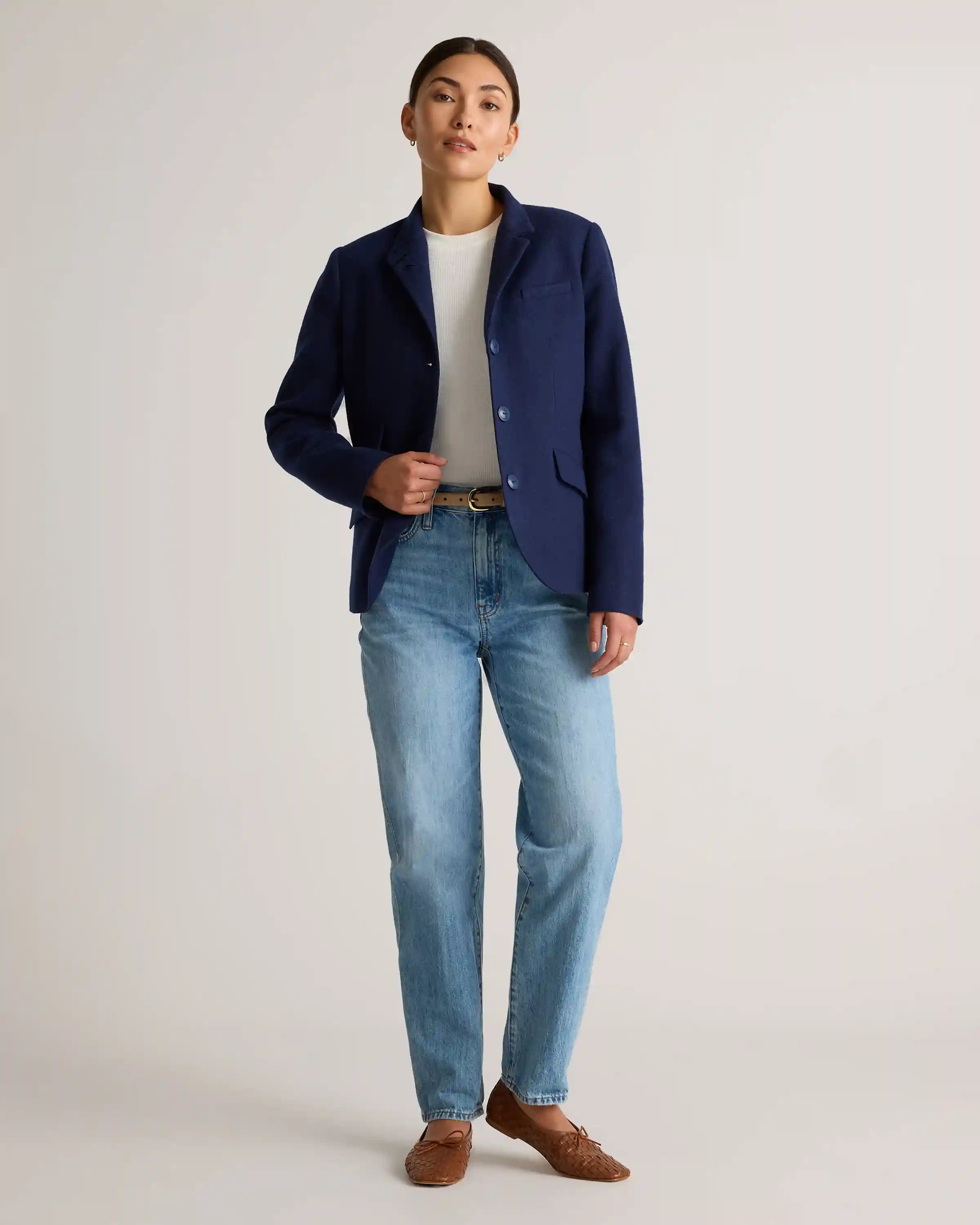 Italian Wool Stand Collar Blazer