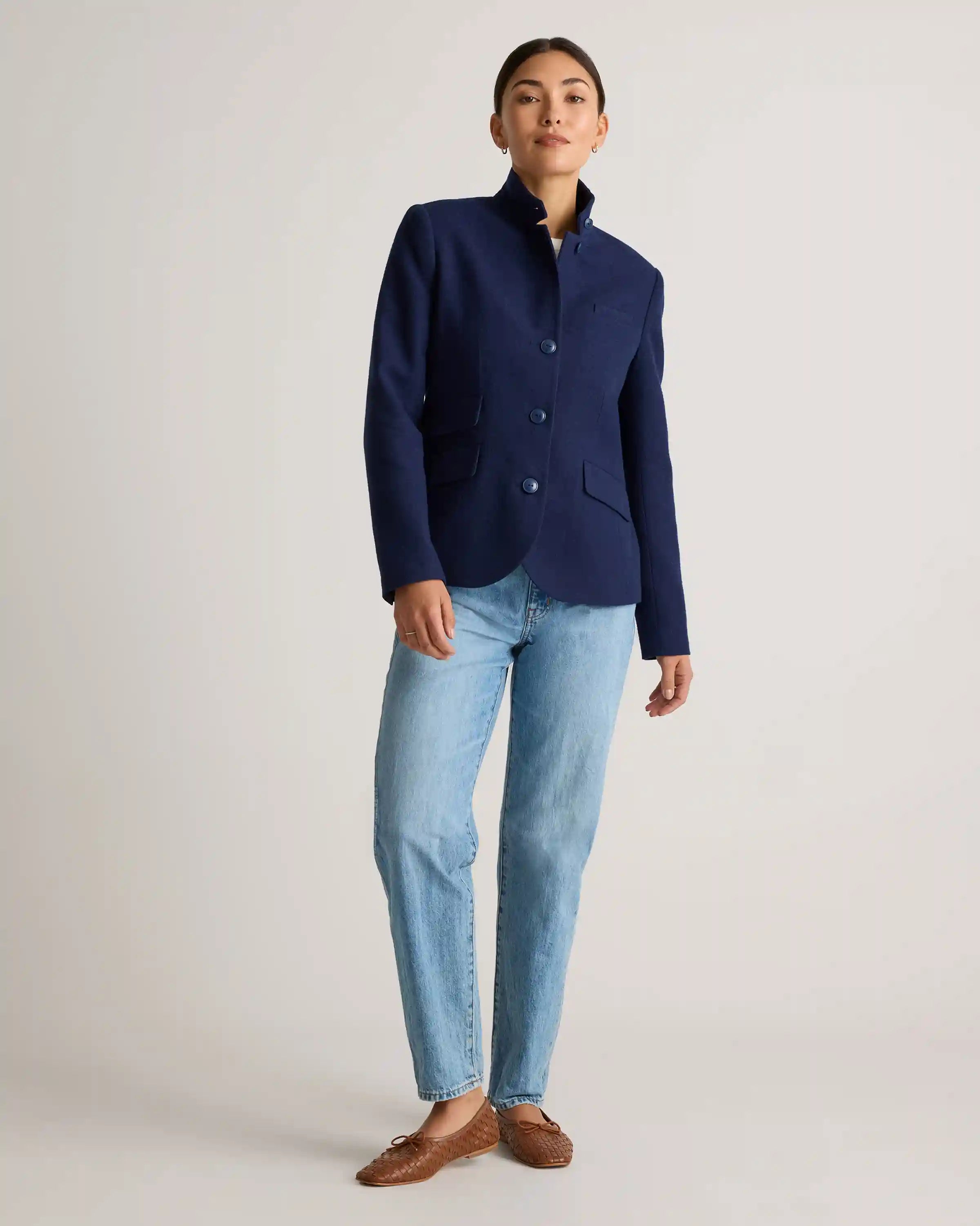 Italian Wool Stand Collar Blazer