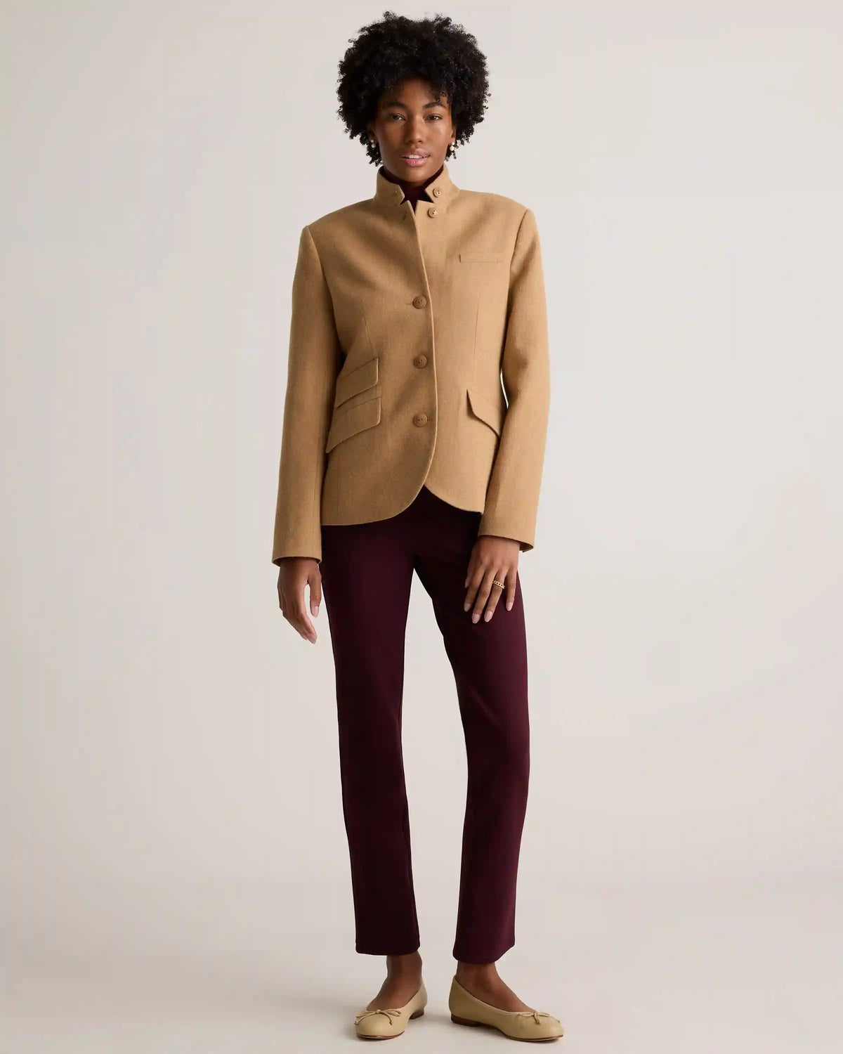 Italian Wool Stand Collar Blazer
