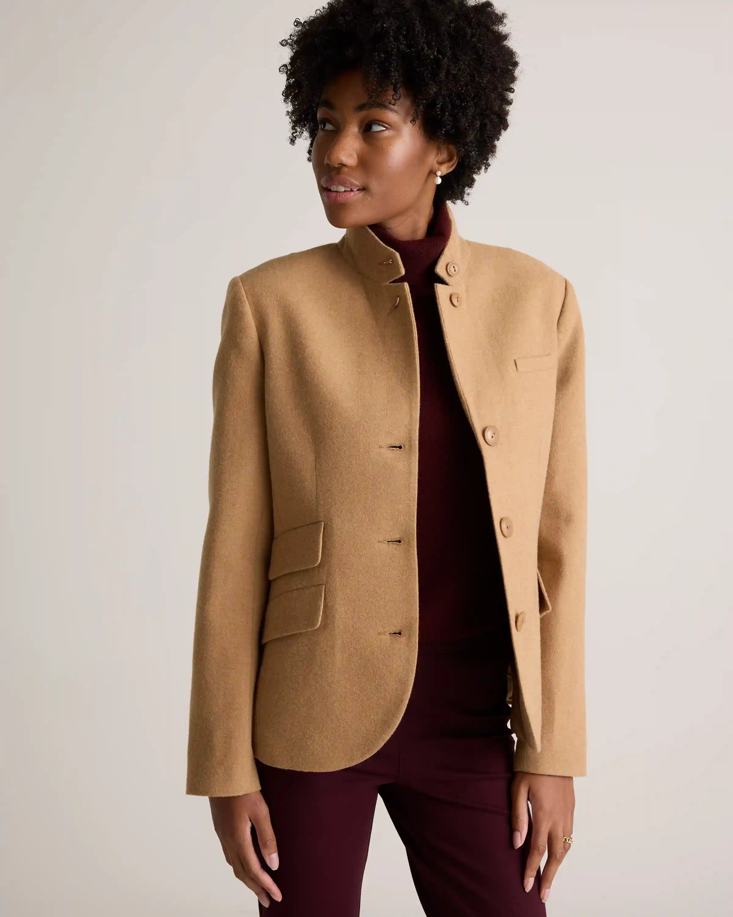 Italian Wool Stand Collar Blazer