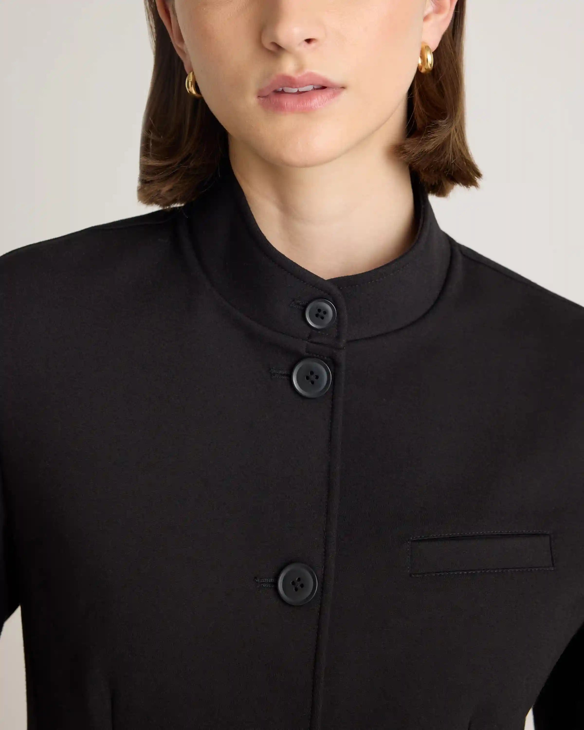 Ultra-Stretch Ponte Stand Collar Blazer