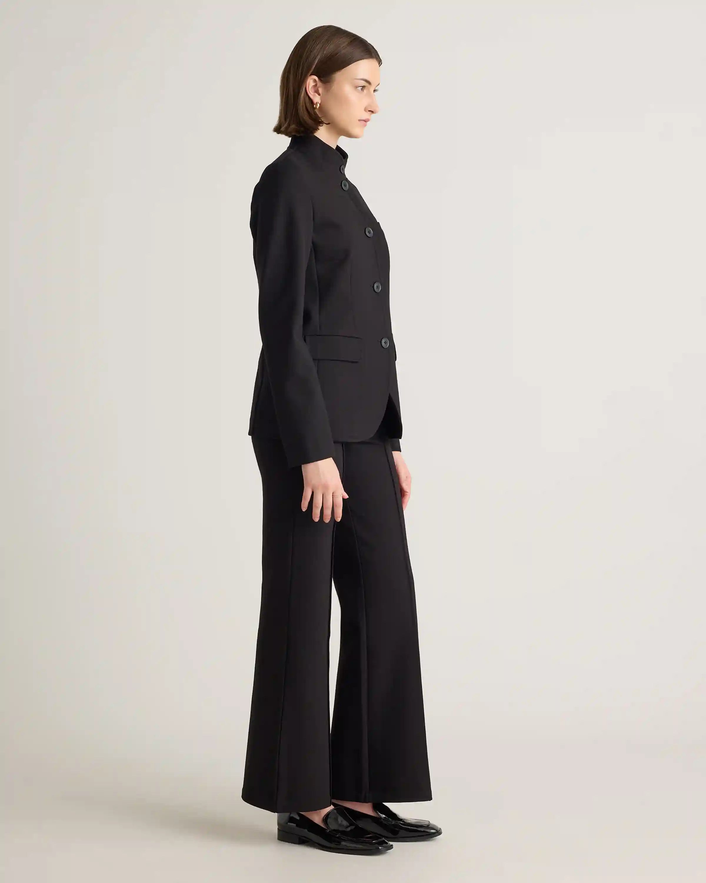 Ultra-Stretch Ponte Stand Collar Blazer
