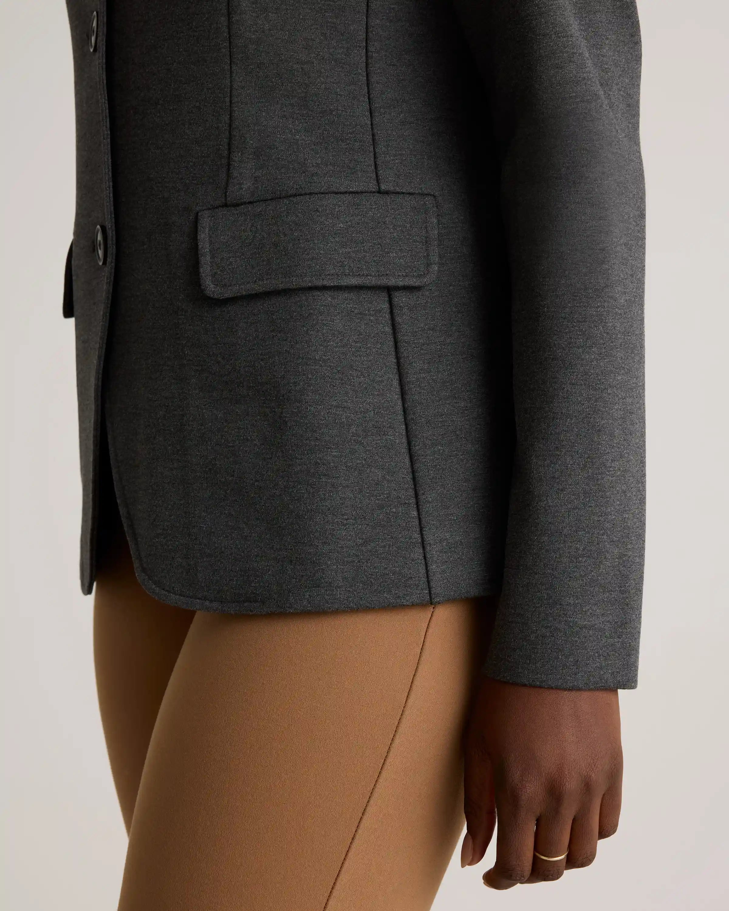 Ultra-Stretch Ponte Stand Collar Blazer