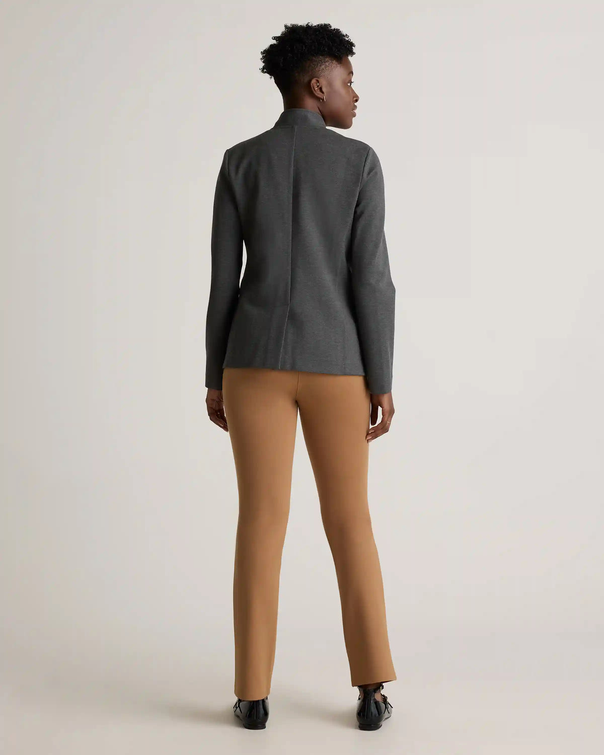 Ultra-Stretch Ponte Stand Collar Blazer