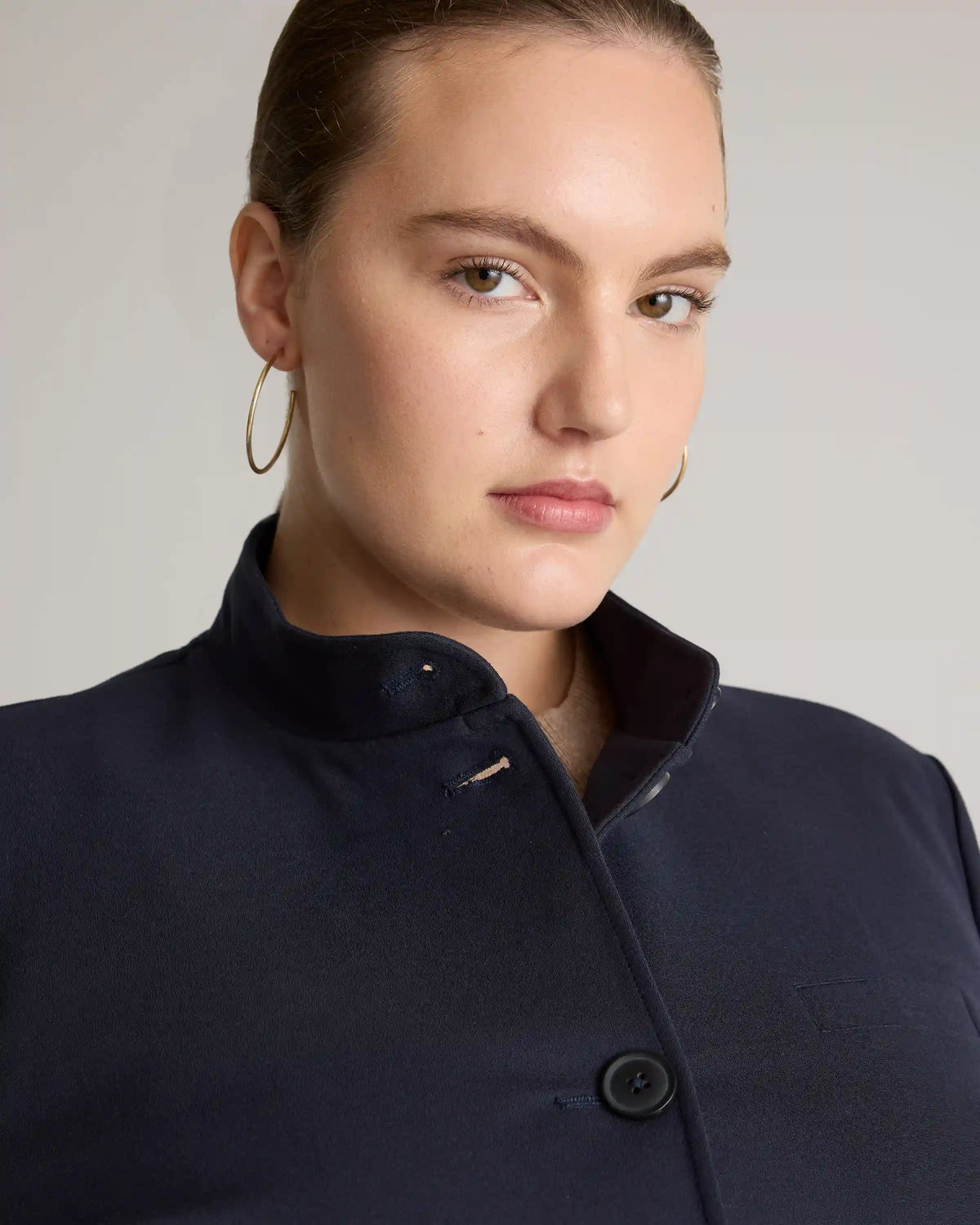 Ultra-Stretch Ponte Stand Collar Blazer