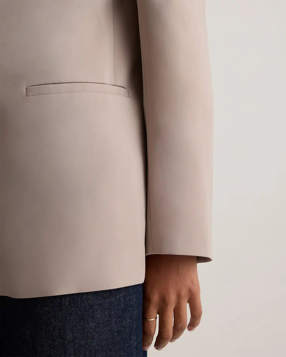 Stretch Crepe Relaxed Double-Breasted Blazer