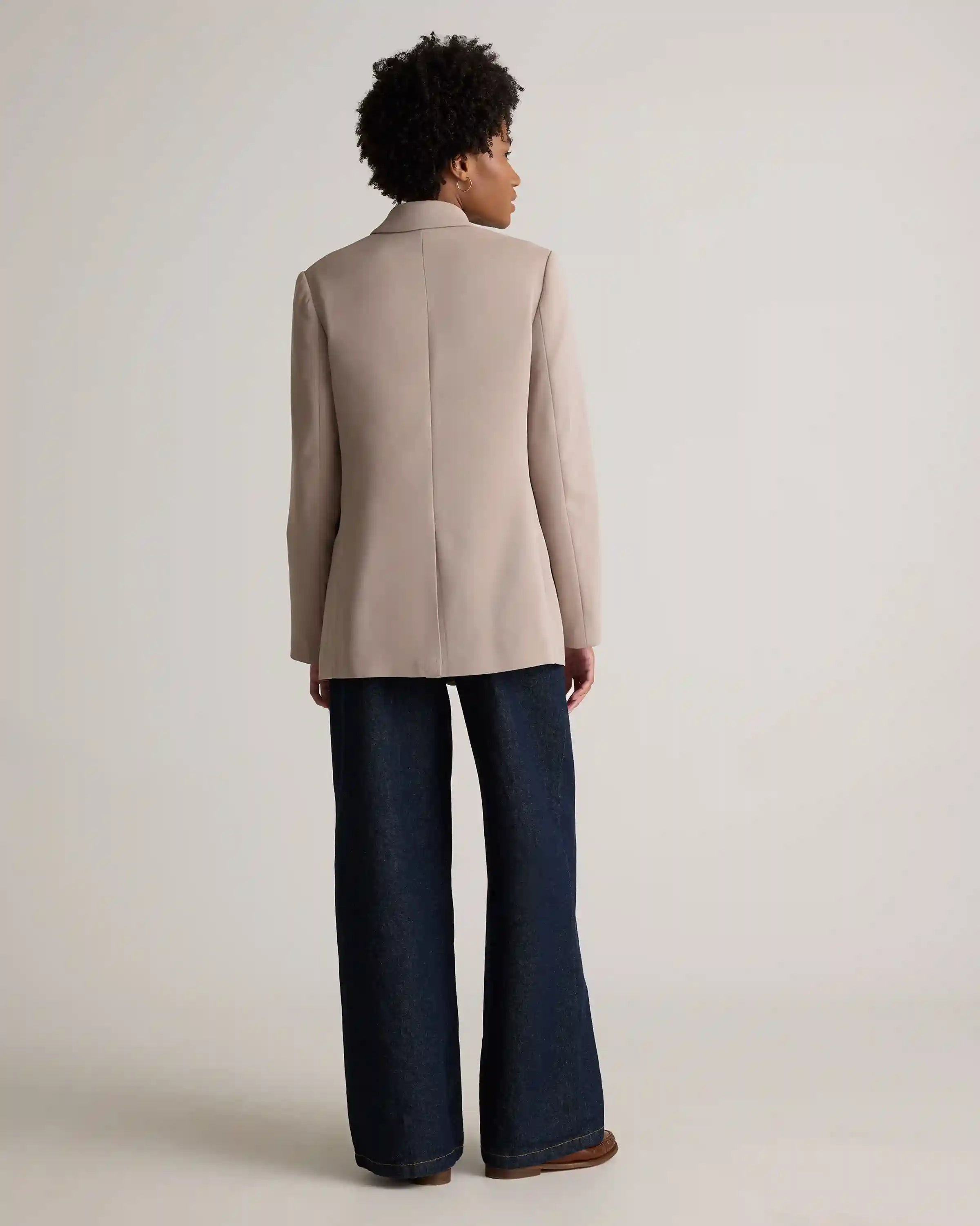 Stretch Crepe Relaxed Double-Breasted Blazer
