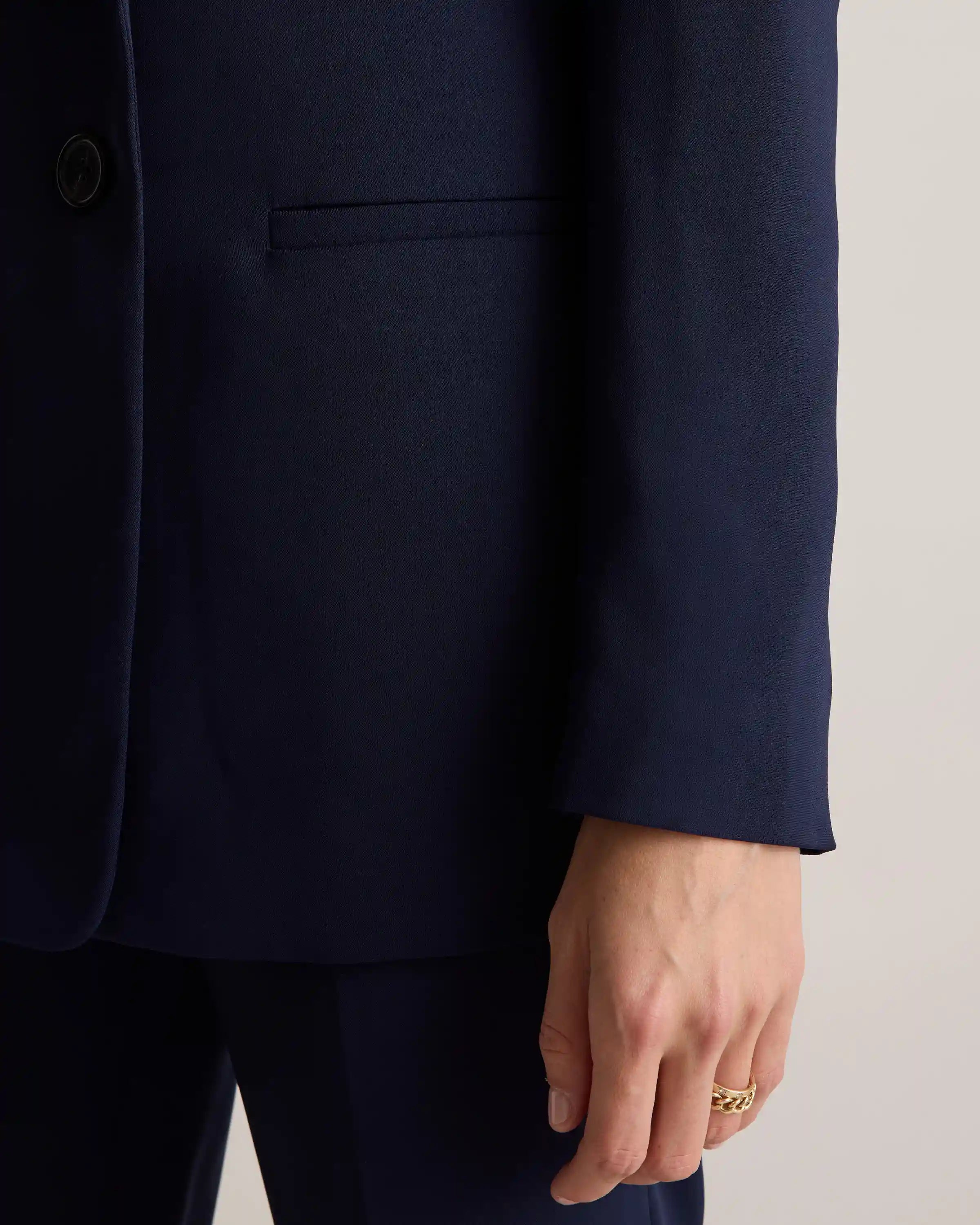 Stretch Crepe Relaxed Double-Breasted Blazer