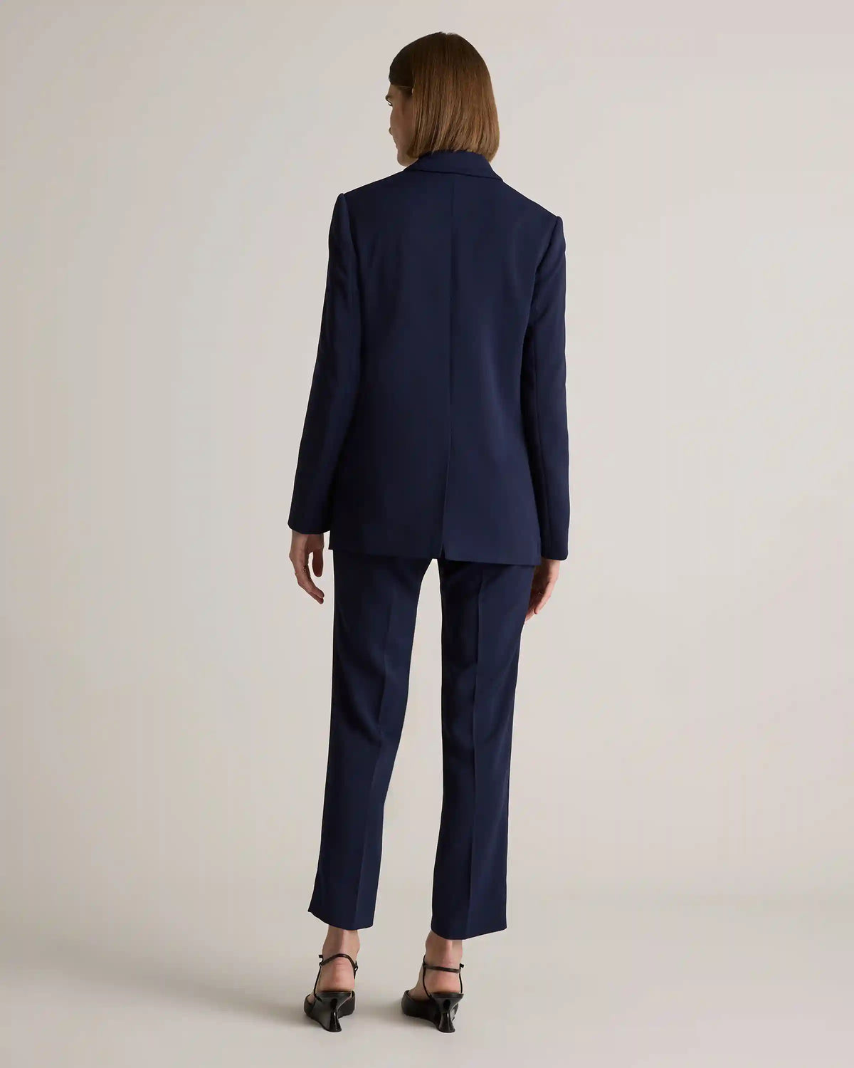 Stretch Crepe Relaxed Double-Breasted Blazer
