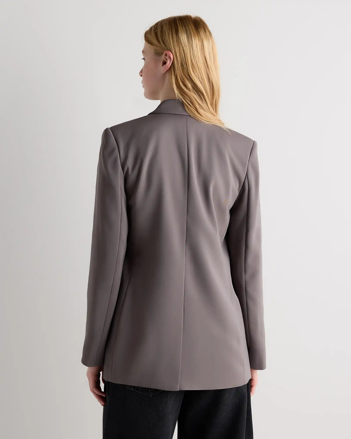Stretch Crepe Relaxed Double-Breasted Blazer