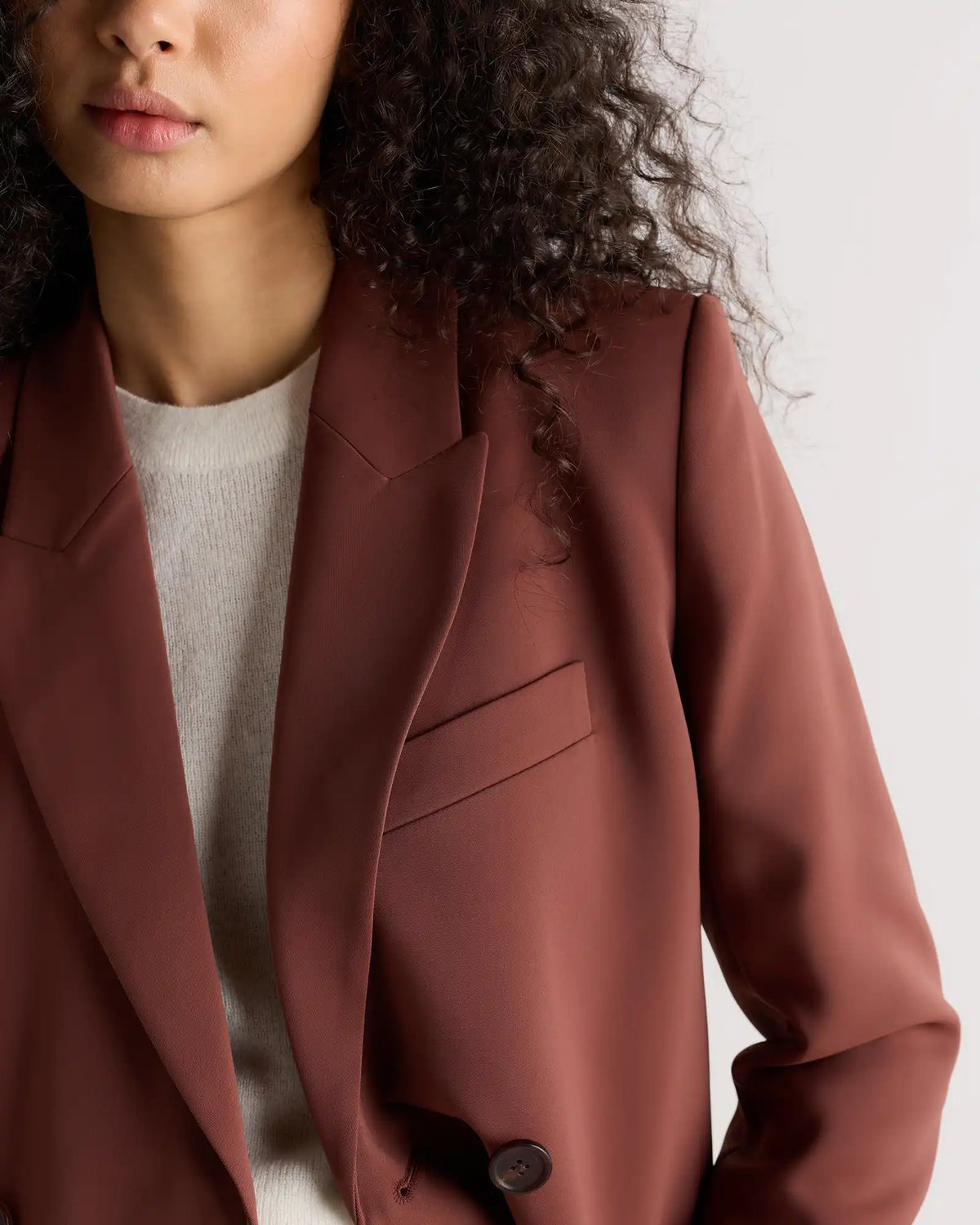 Stretch Crepe Relaxed Double-Breasted Blazer