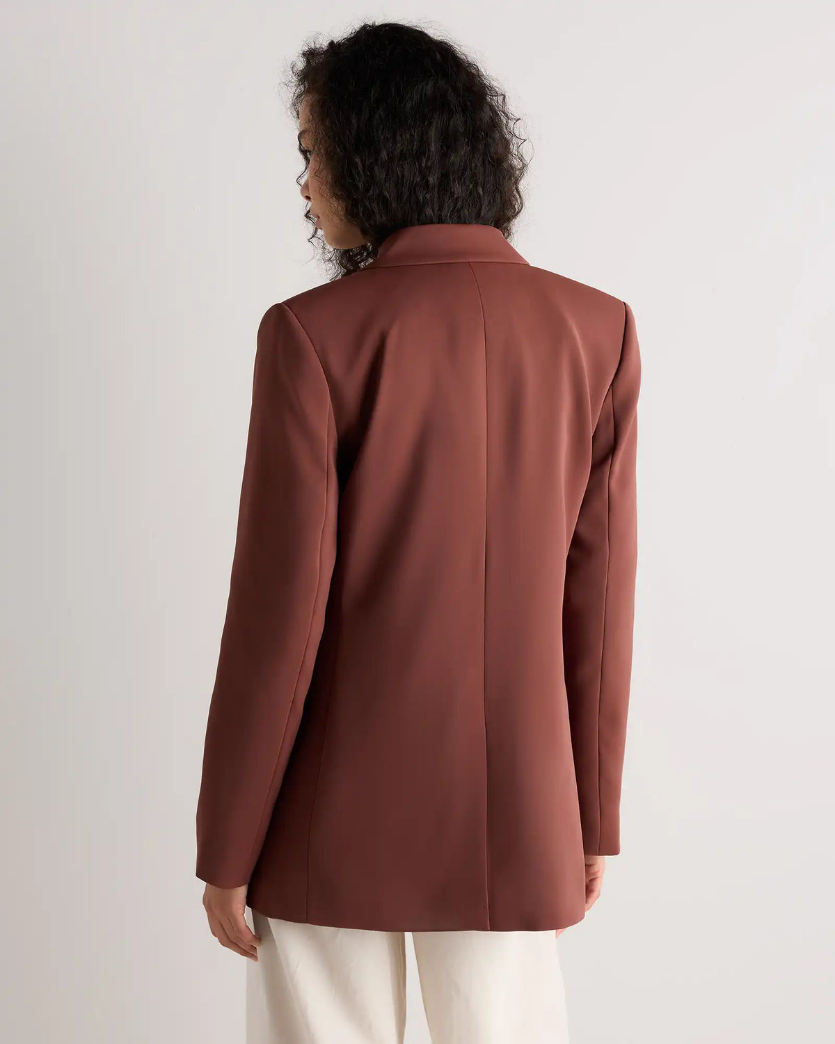 Stretch Crepe Relaxed Double-Breasted Blazer