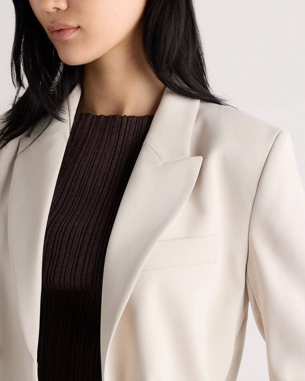 Stretch Crepe Relaxed Double-Breasted Blazer