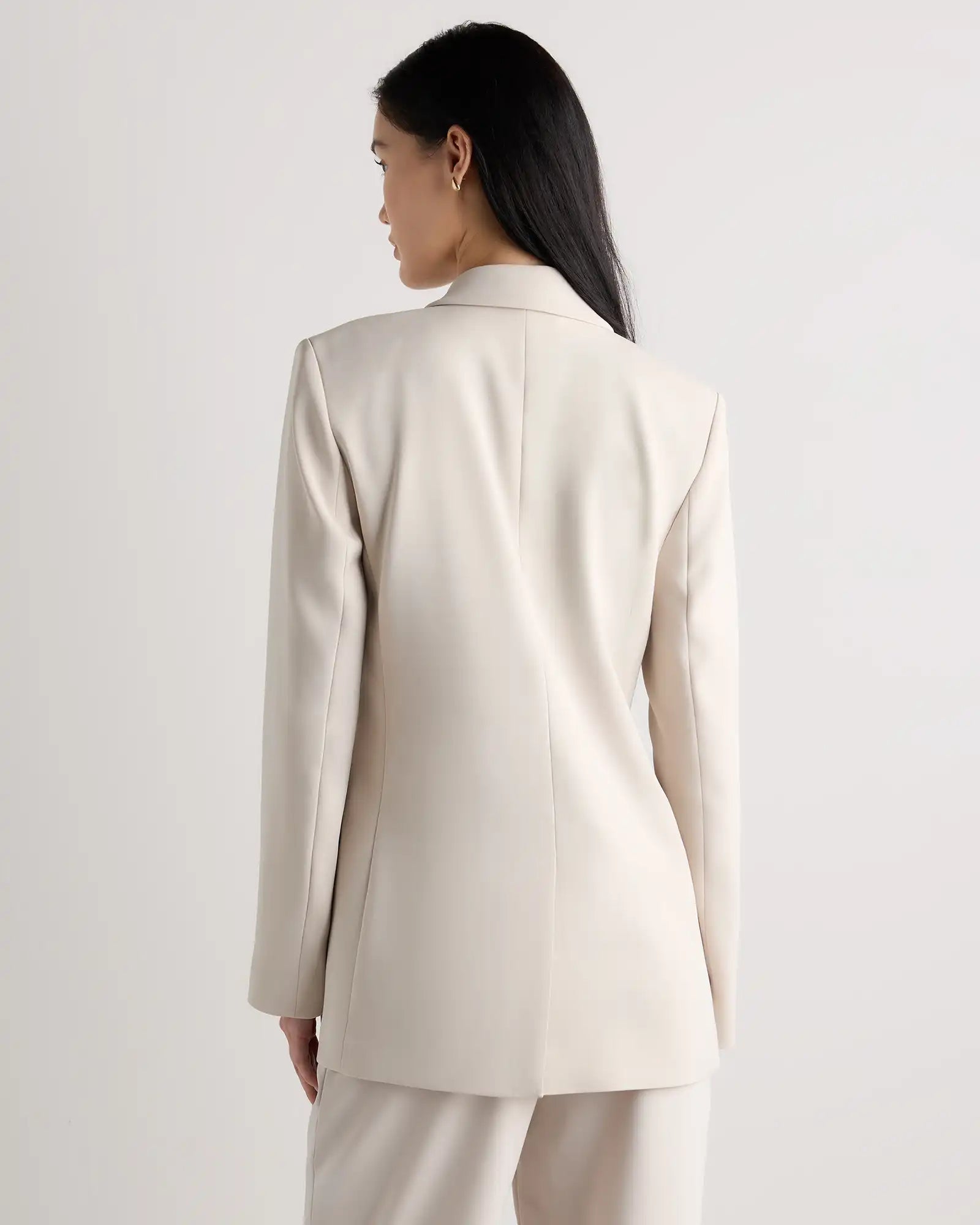Stretch Crepe Relaxed Double-Breasted Blazer