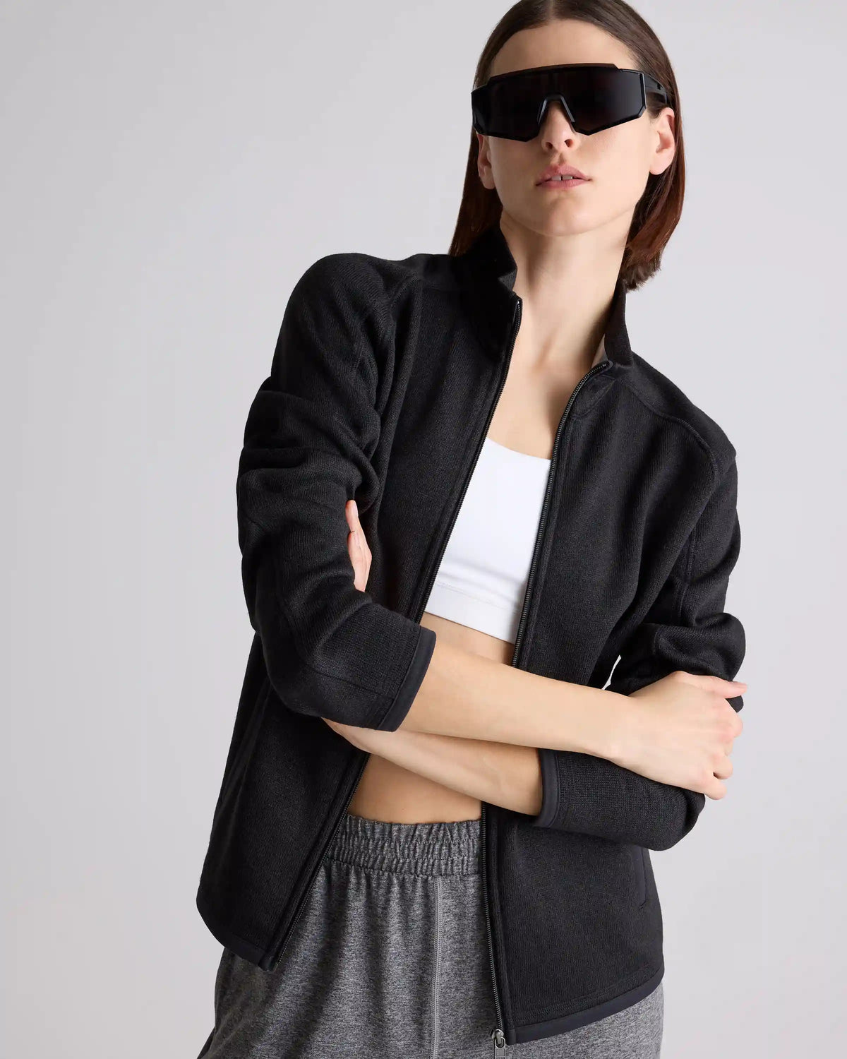 Sweater-Knit Fleece Full-Zip Jacket