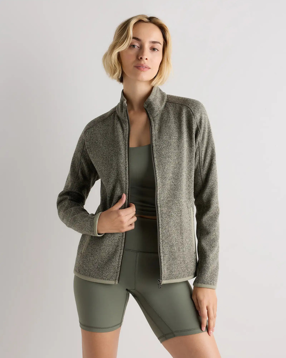 Sweater-Knit Fleece Full-Zip Jacket