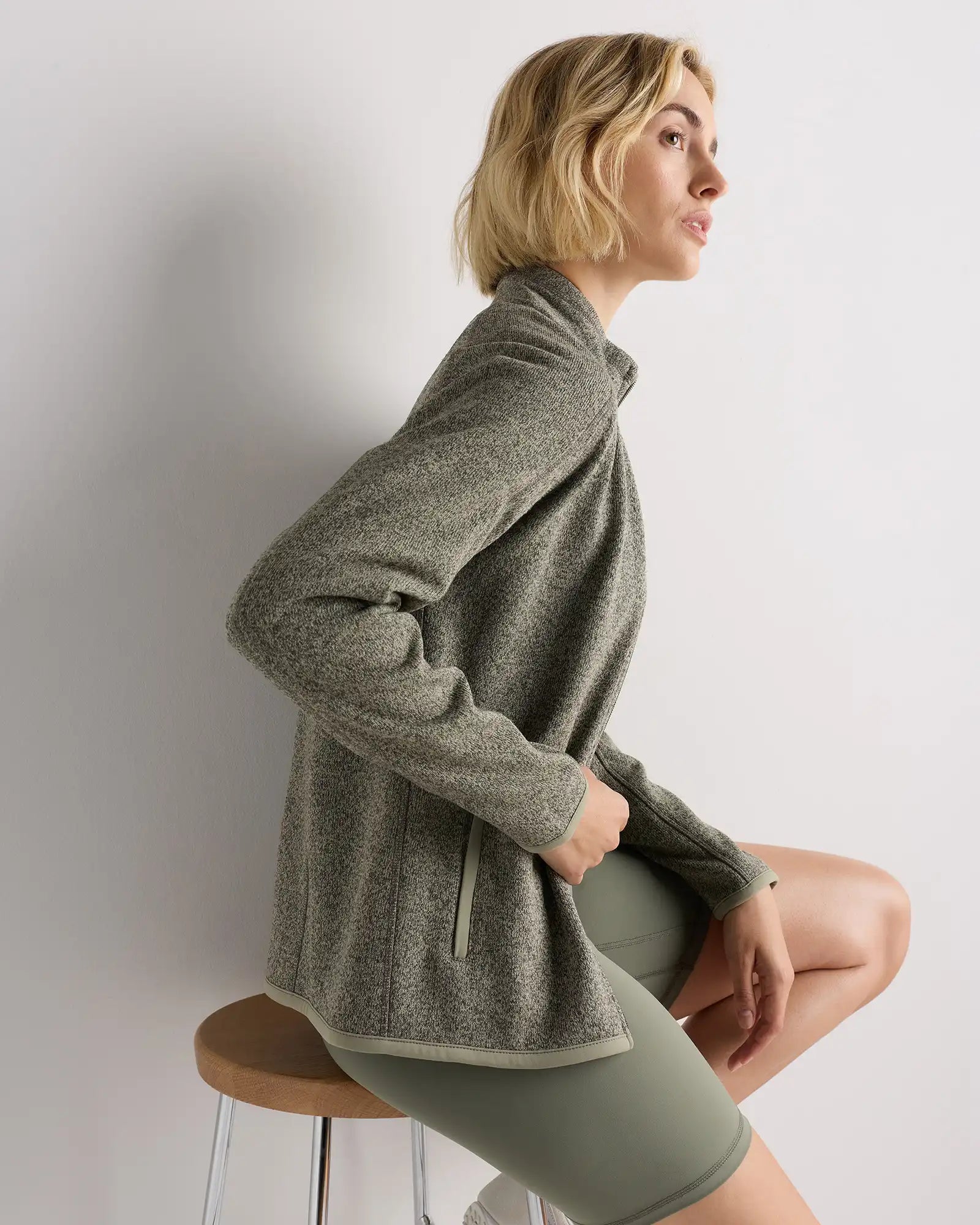 Sweater-Knit Fleece Full-Zip Jacket