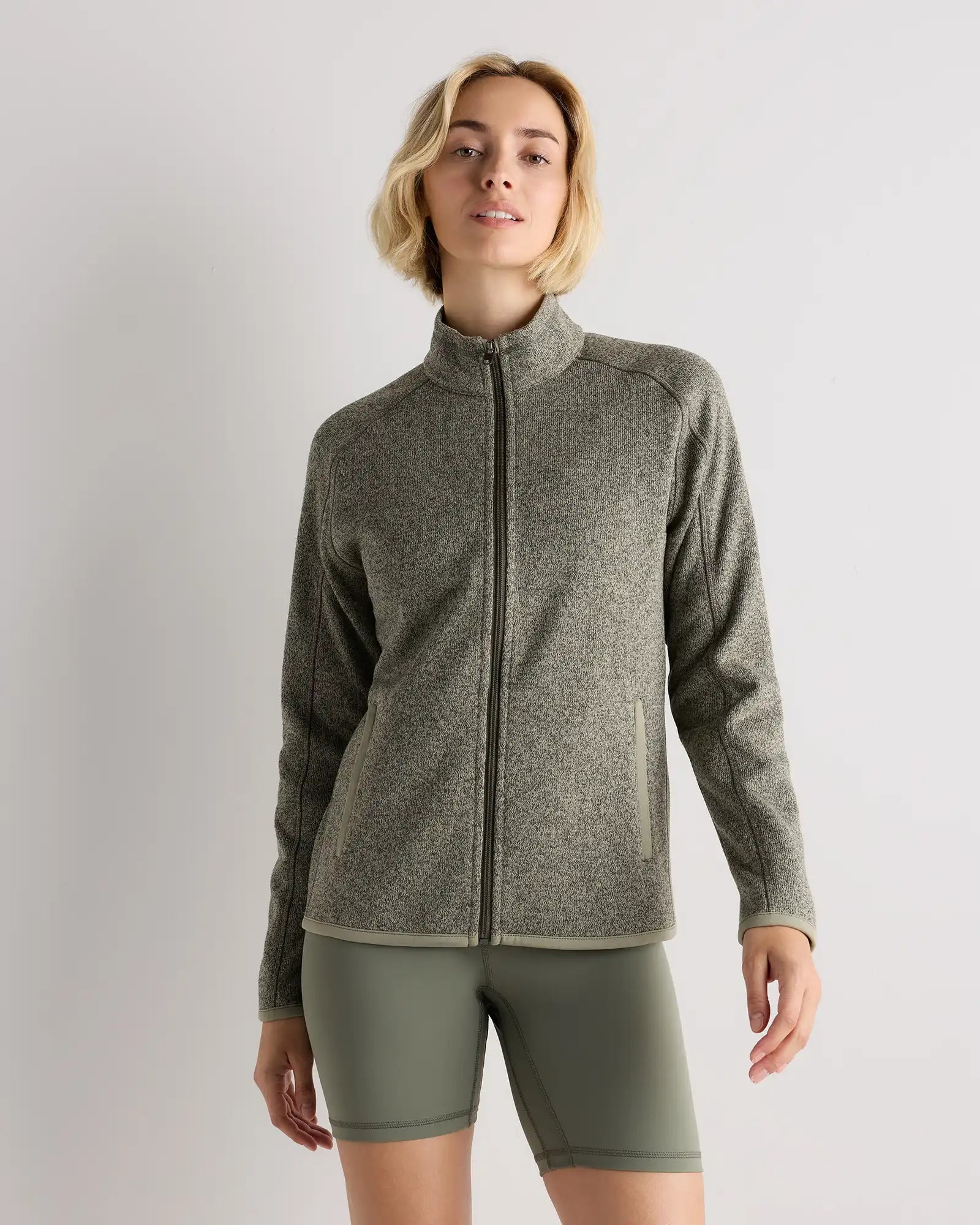 Sweater-Knit Fleece Full-Zip Jacket