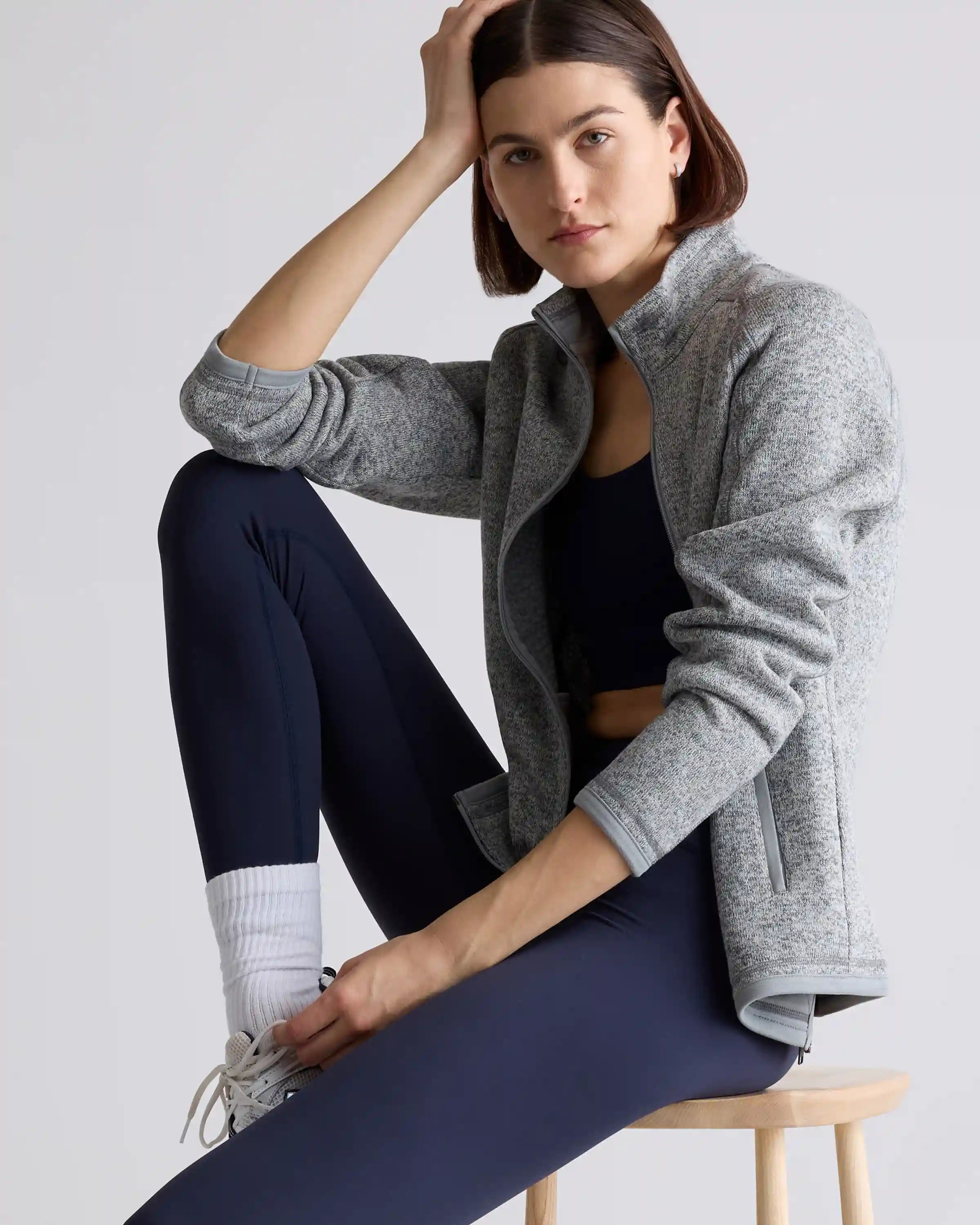 Sweater-Knit Fleece Full-Zip Jacket