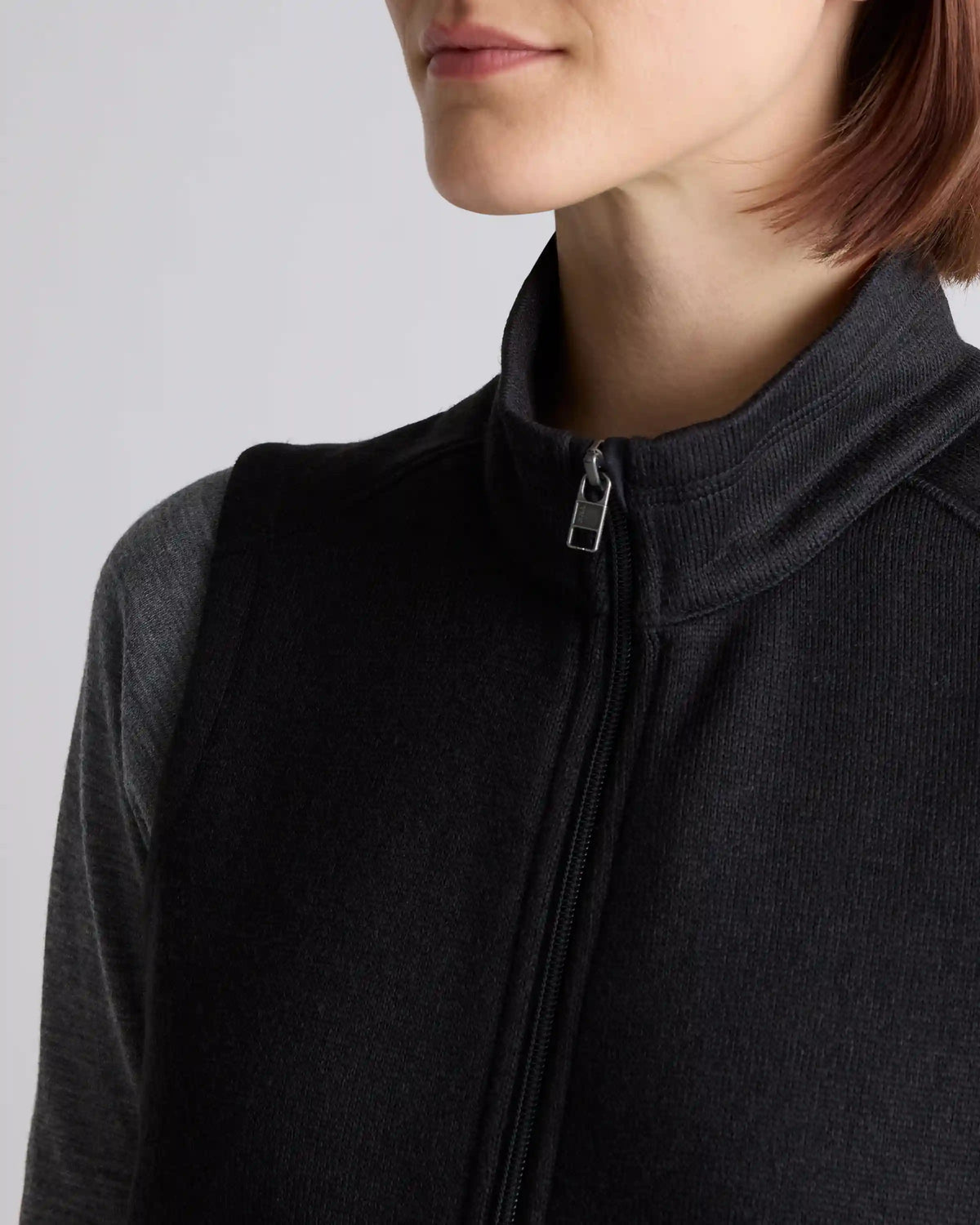 Sweater-Knit Fleece Full-Zip Vest