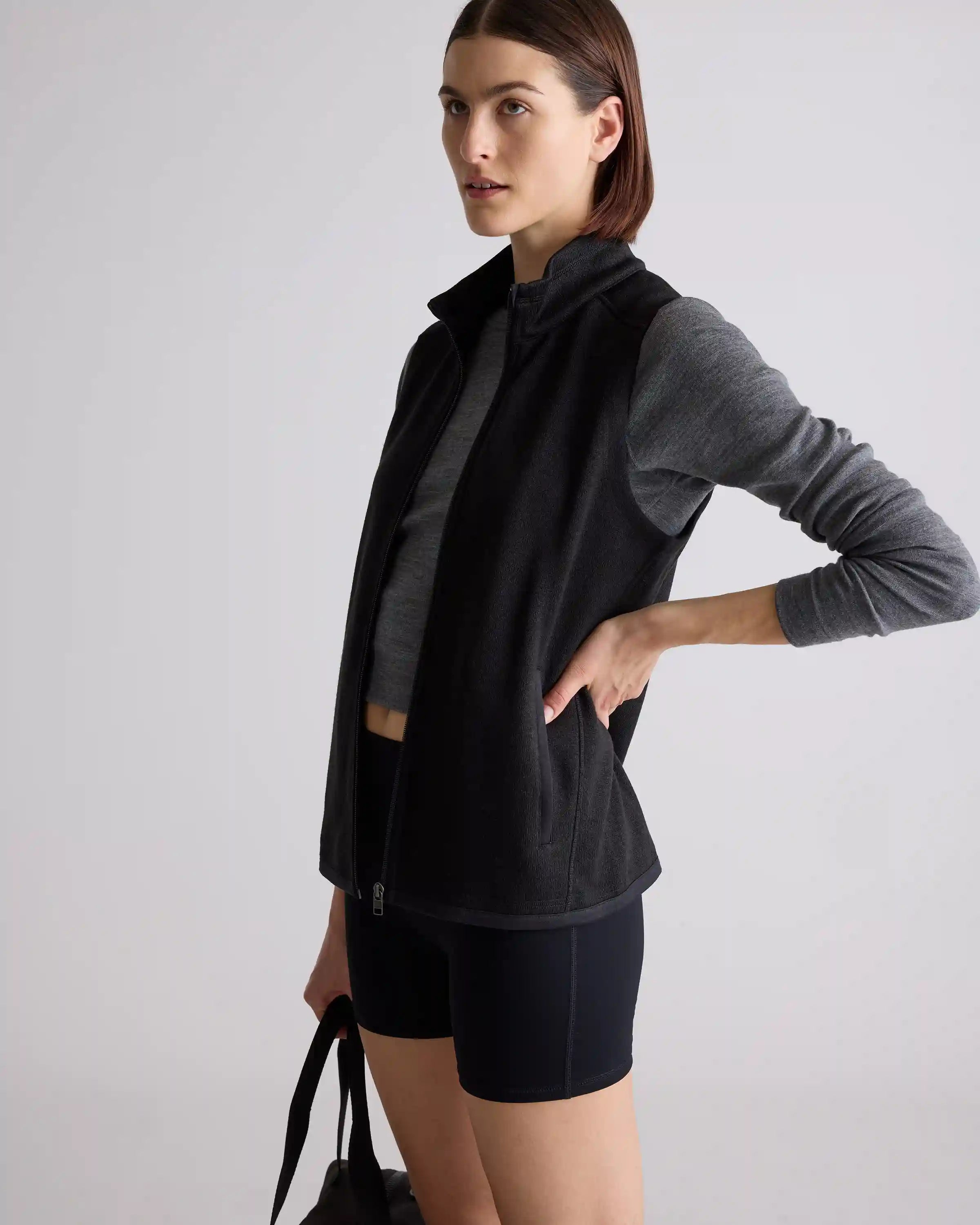 Sweater-Knit Fleece Full-Zip Vest