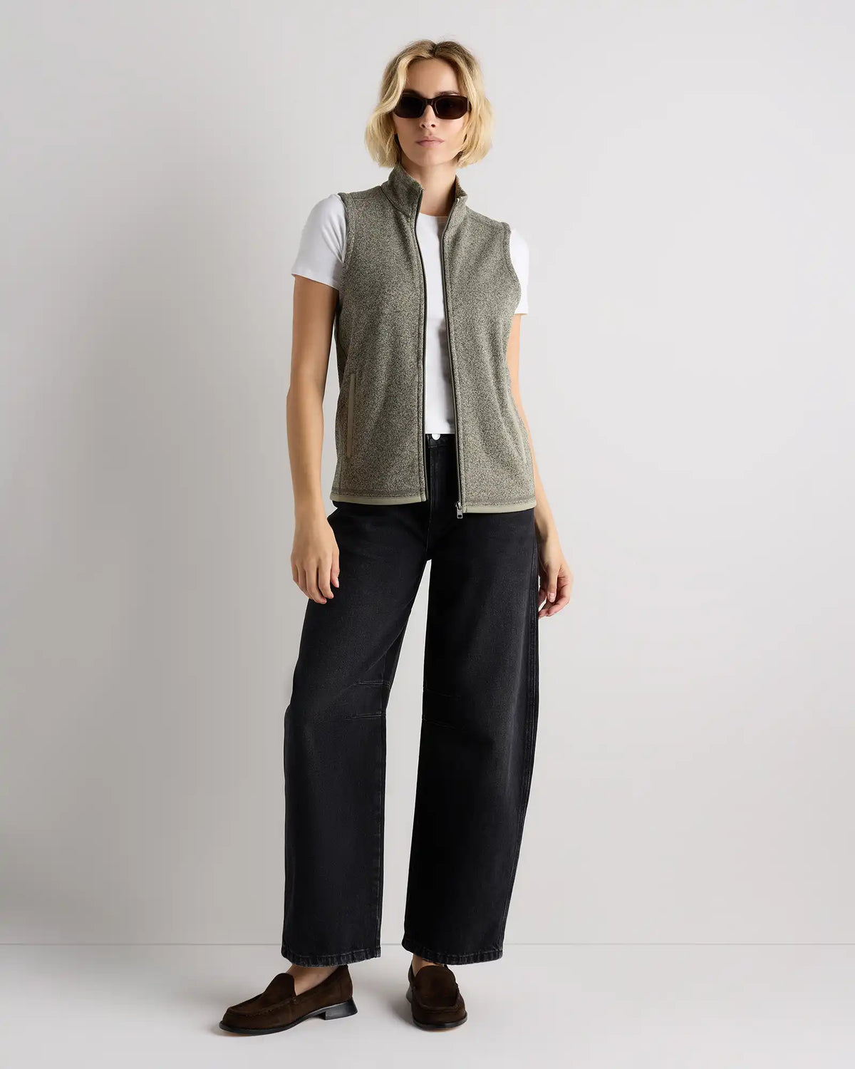 Sweater-Knit Fleece Full-Zip Vest