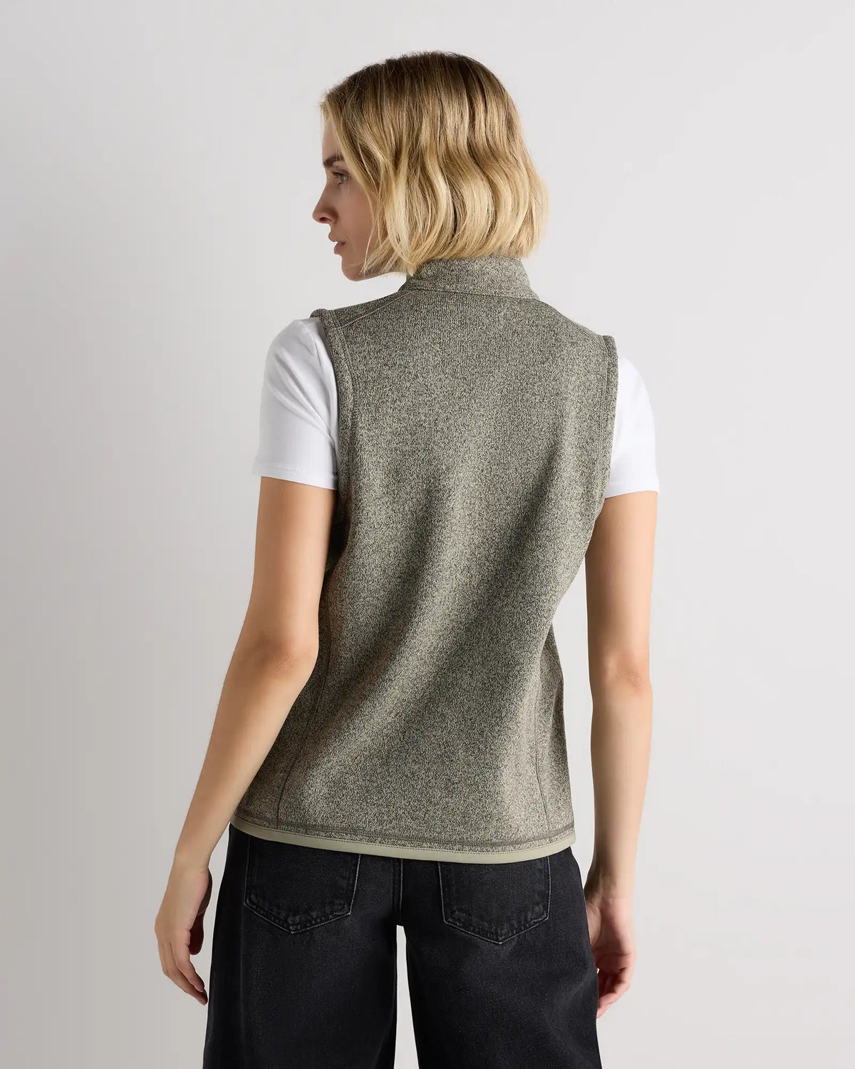 Sweater-Knit Fleece Full-Zip Vest