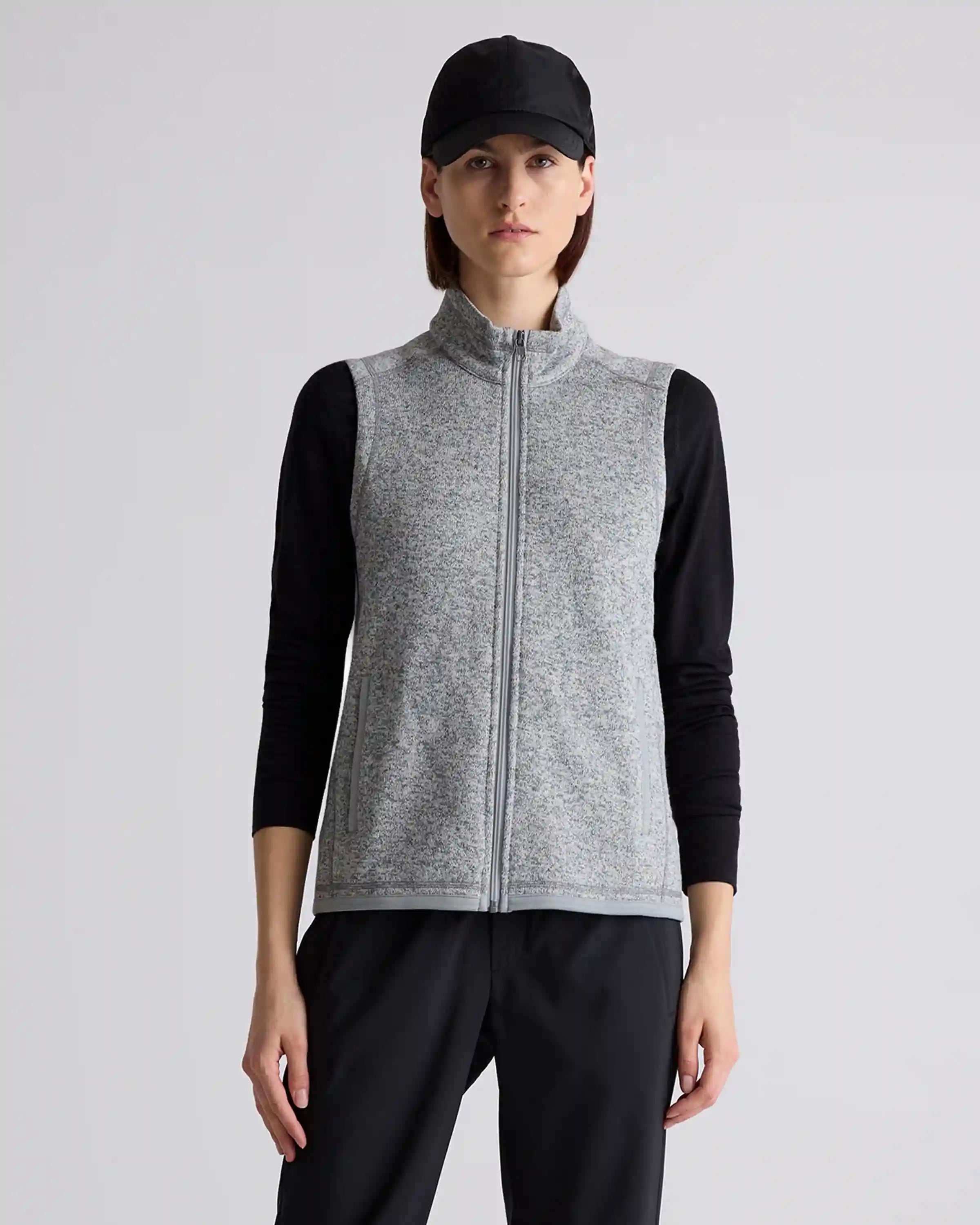 Sweater-Knit Fleece Full-Zip Vest