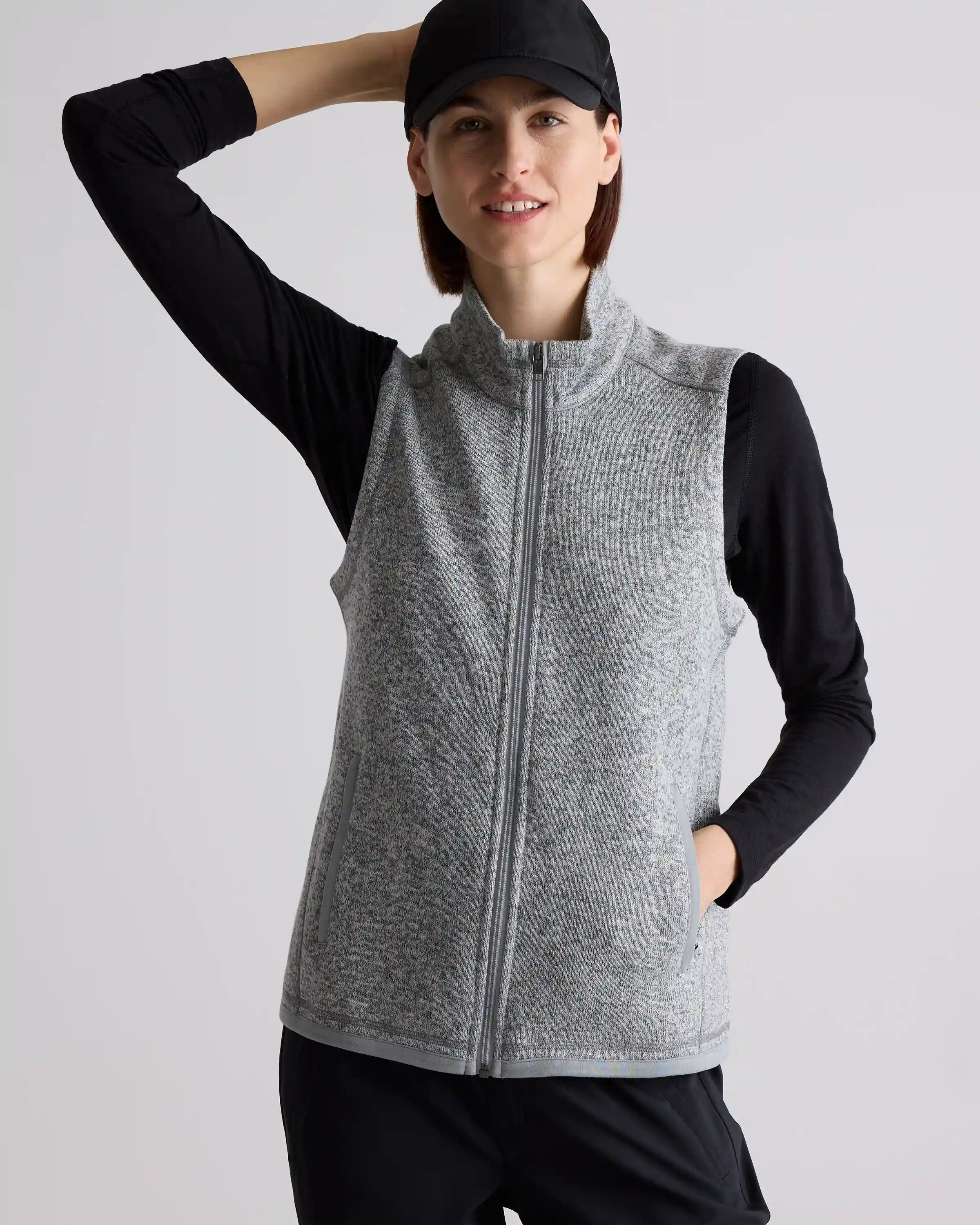 Sweater-Knit Fleece Full-Zip Vest