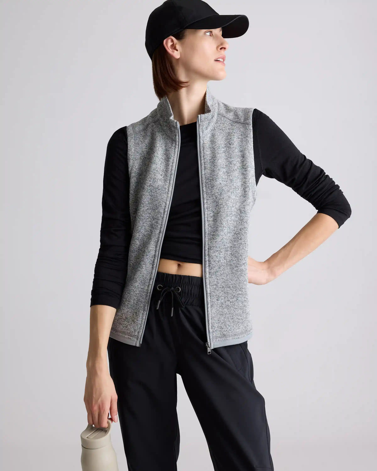 Sweater-Knit Fleece Full-Zip Vest