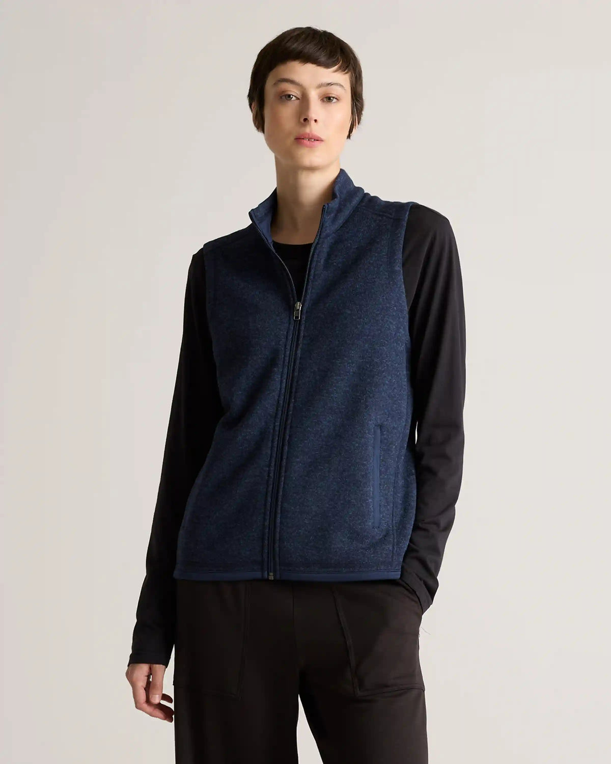 Sweater-Knit Fleece Full-Zip Vest