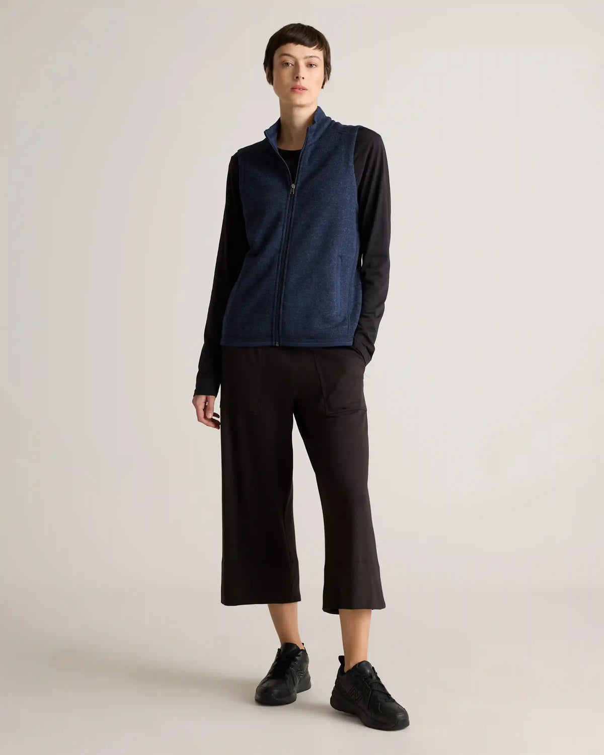 Sweater-Knit Fleece Full-Zip Vest