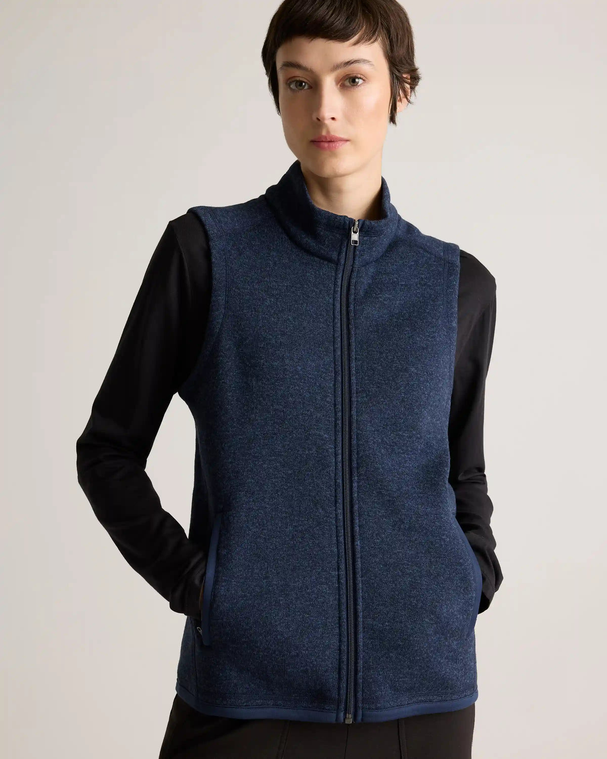 Sweater-Knit Fleece Full-Zip Vest