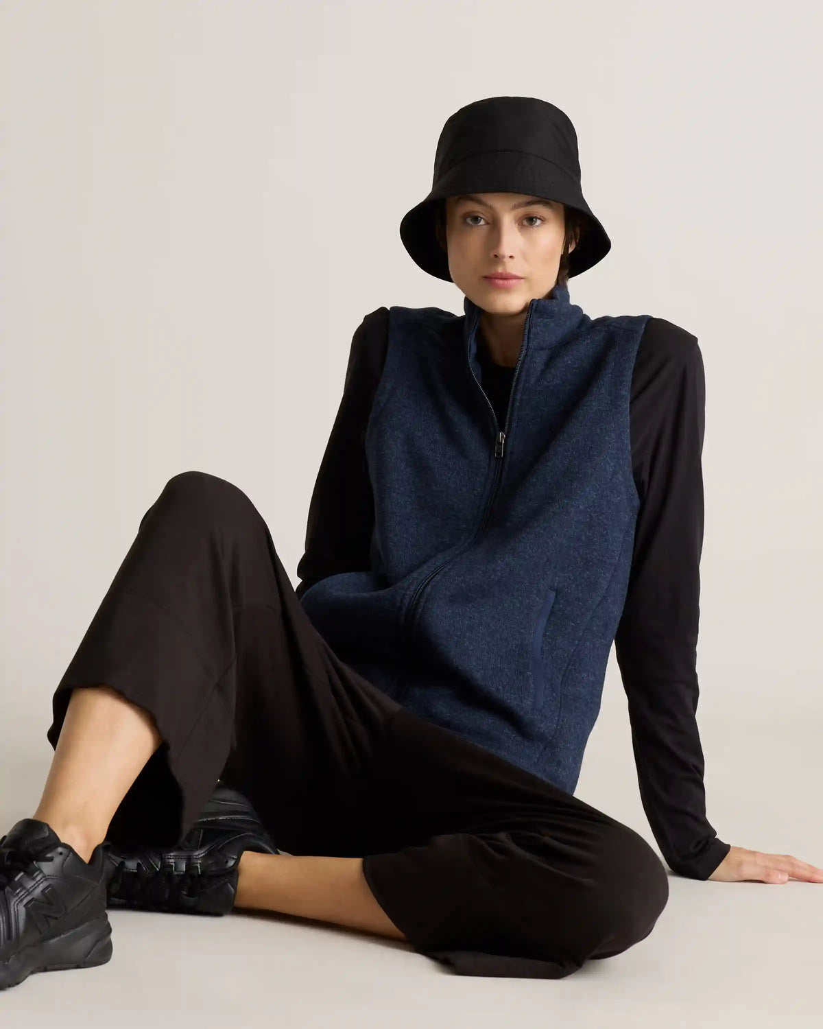 Sweater-Knit Fleece Full-Zip Vest
