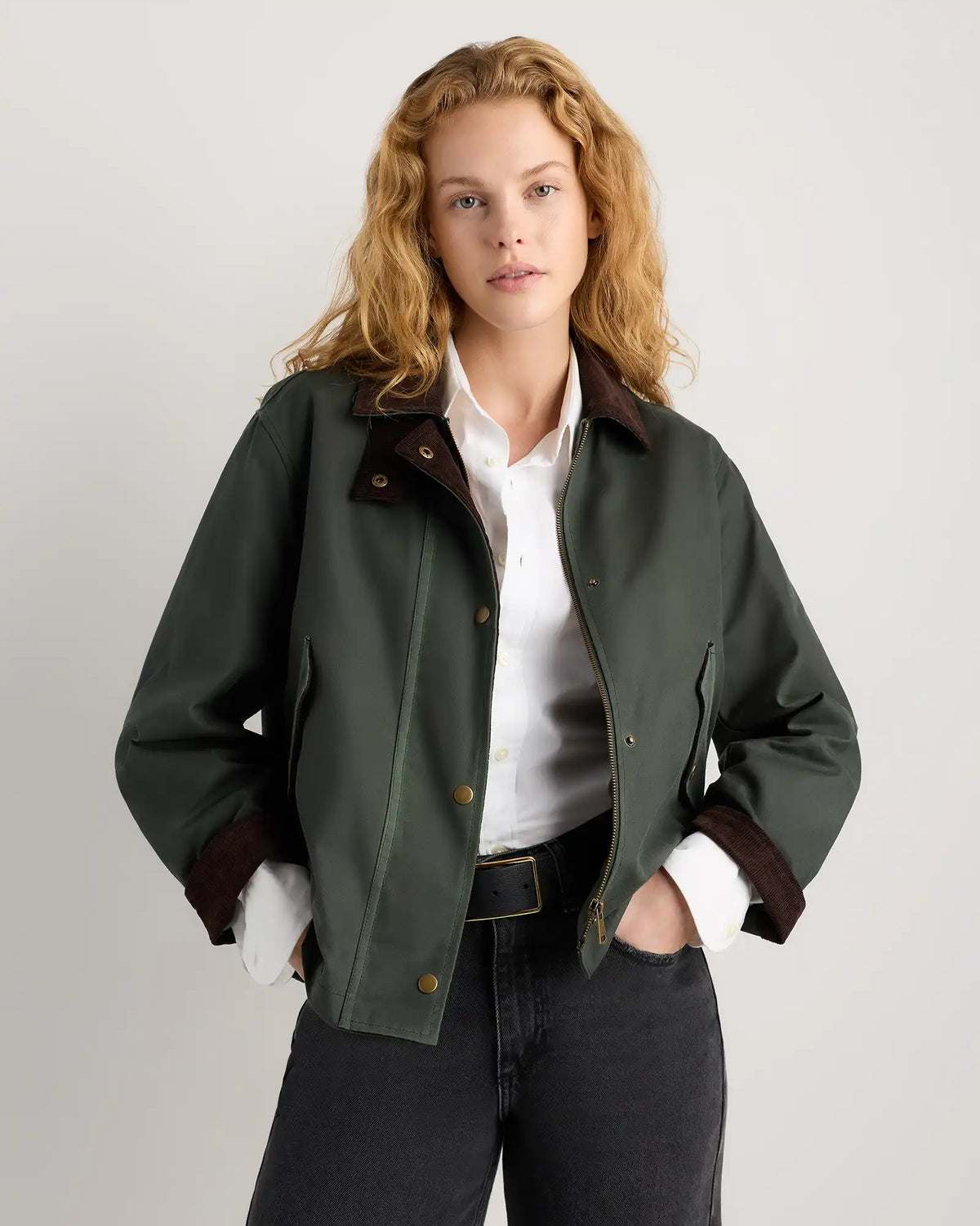 Organic Waxed Cotton Cropped Barn Jacket
