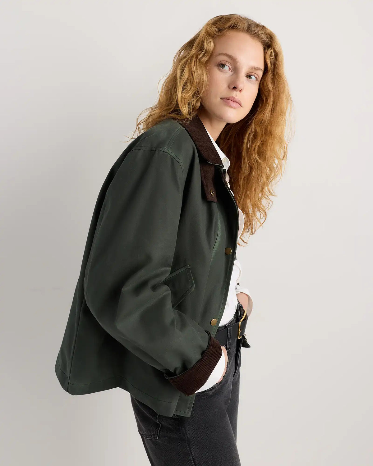 Organic Waxed Cotton Cropped Barn Jacket