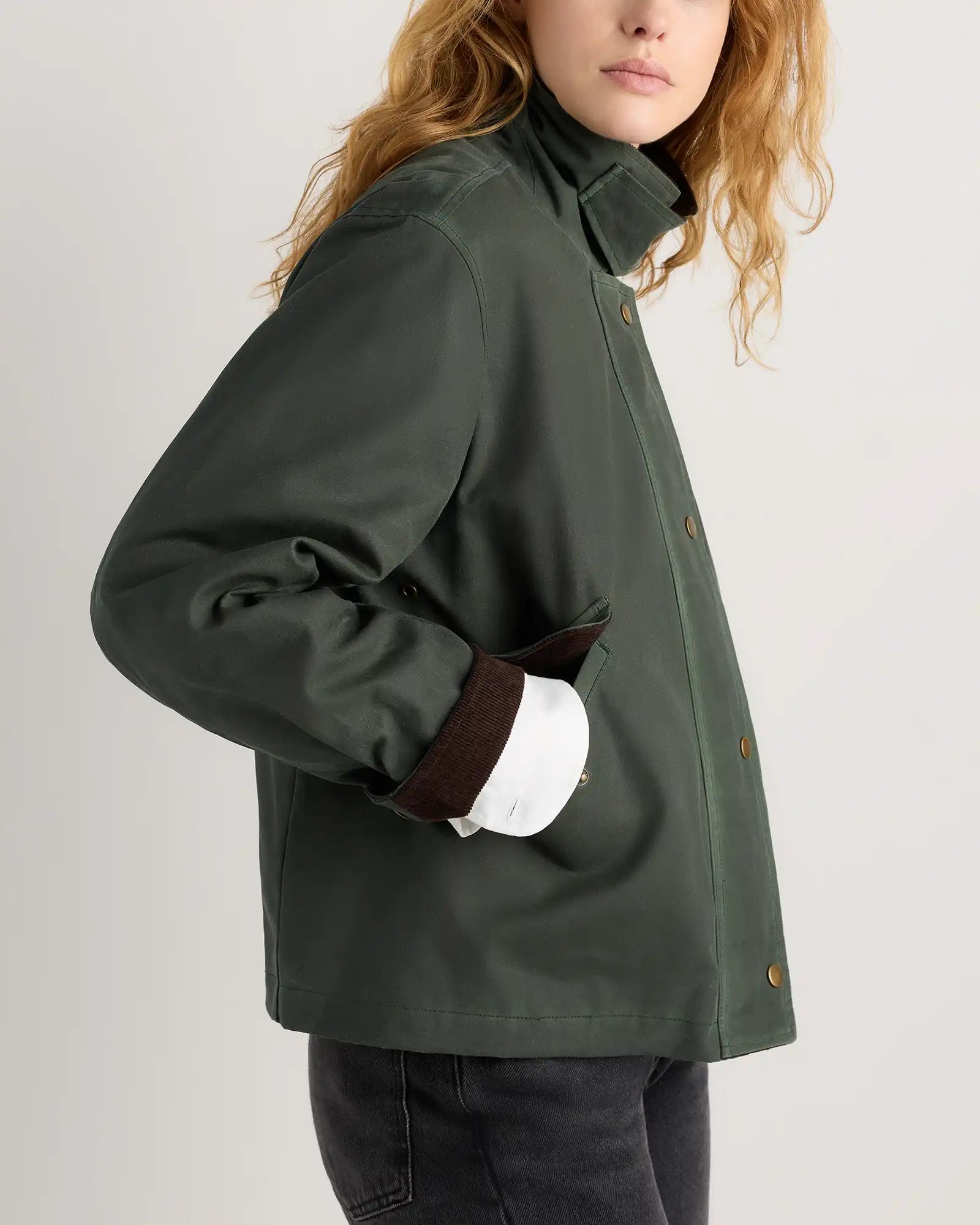 Organic Waxed Cotton Cropped Barn Jacket
