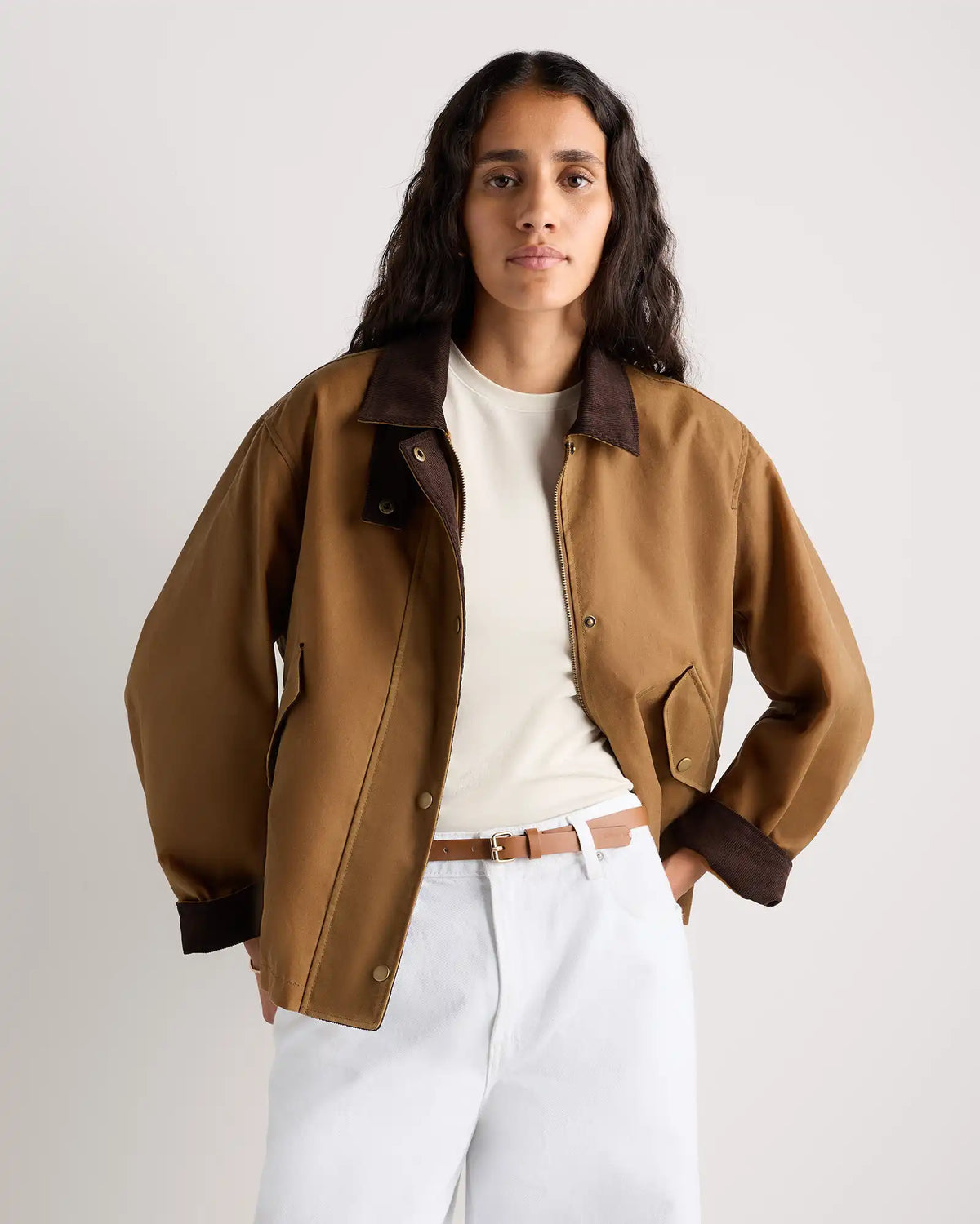 Organic Waxed Cotton Cropped Barn Jacket