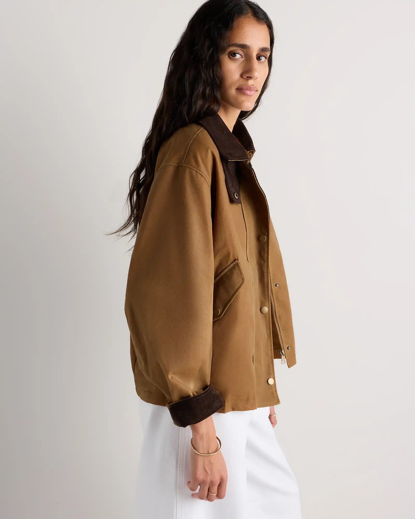 Organic Waxed Cotton Cropped Barn Jacket