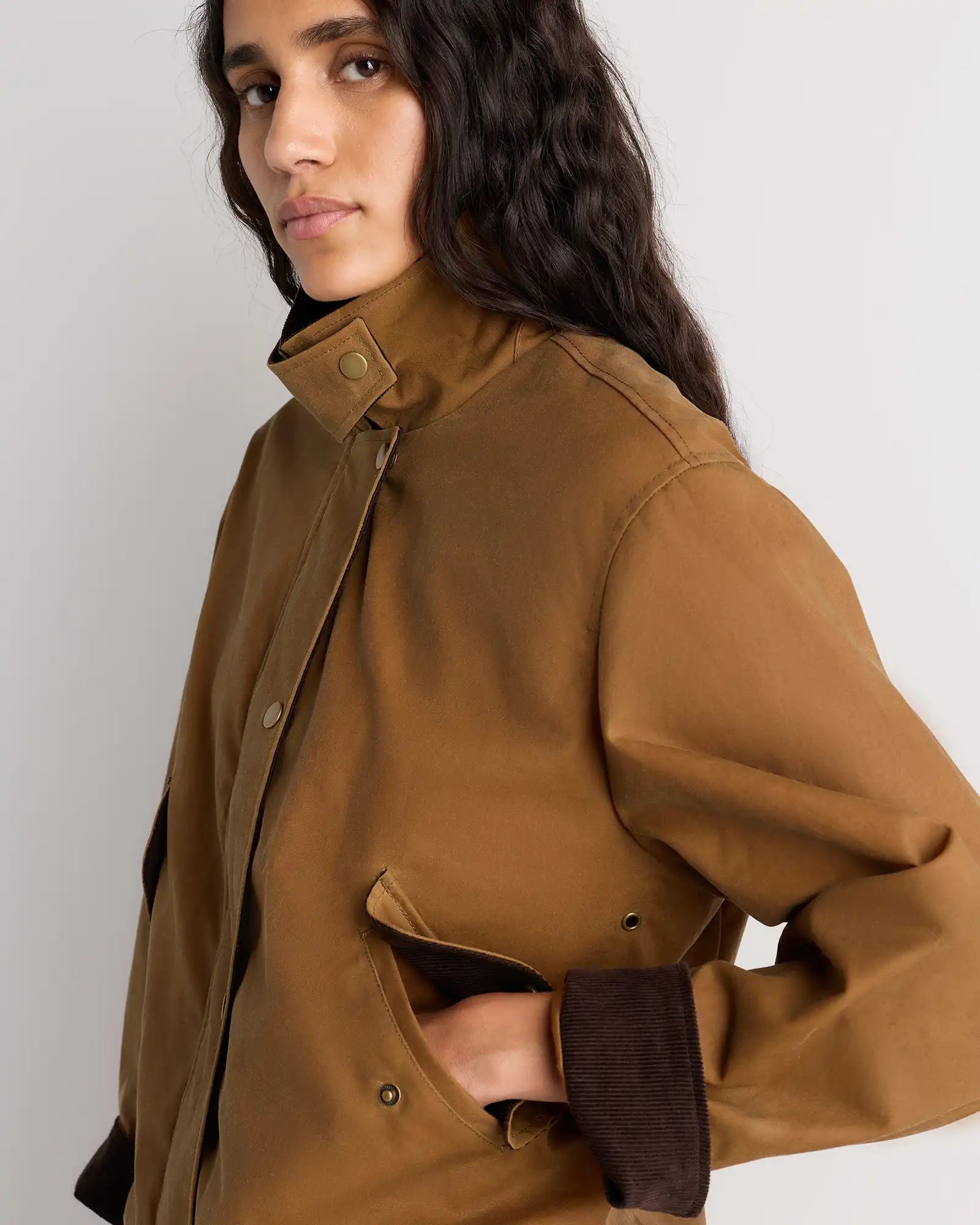 Organic Waxed Cotton Cropped Barn Jacket